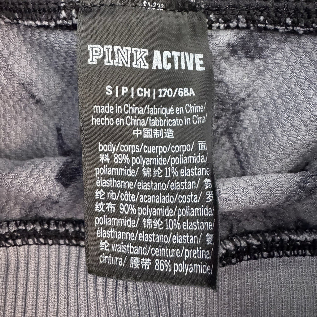 PINK Active Seamless Biker Shorts Small Black Gray Tie Dye Ribbed