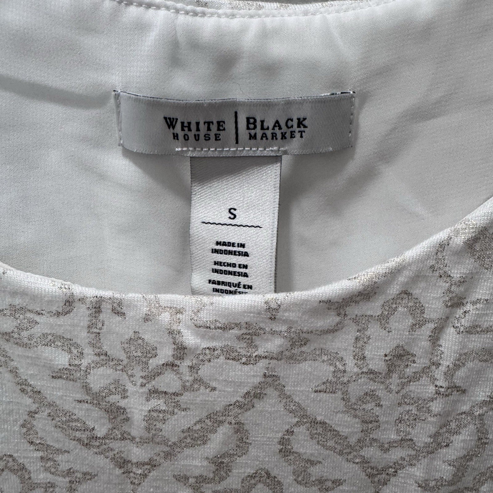 White House Black Market Sleeveless Layered High Low Tank Top Sz S Ivory Gold