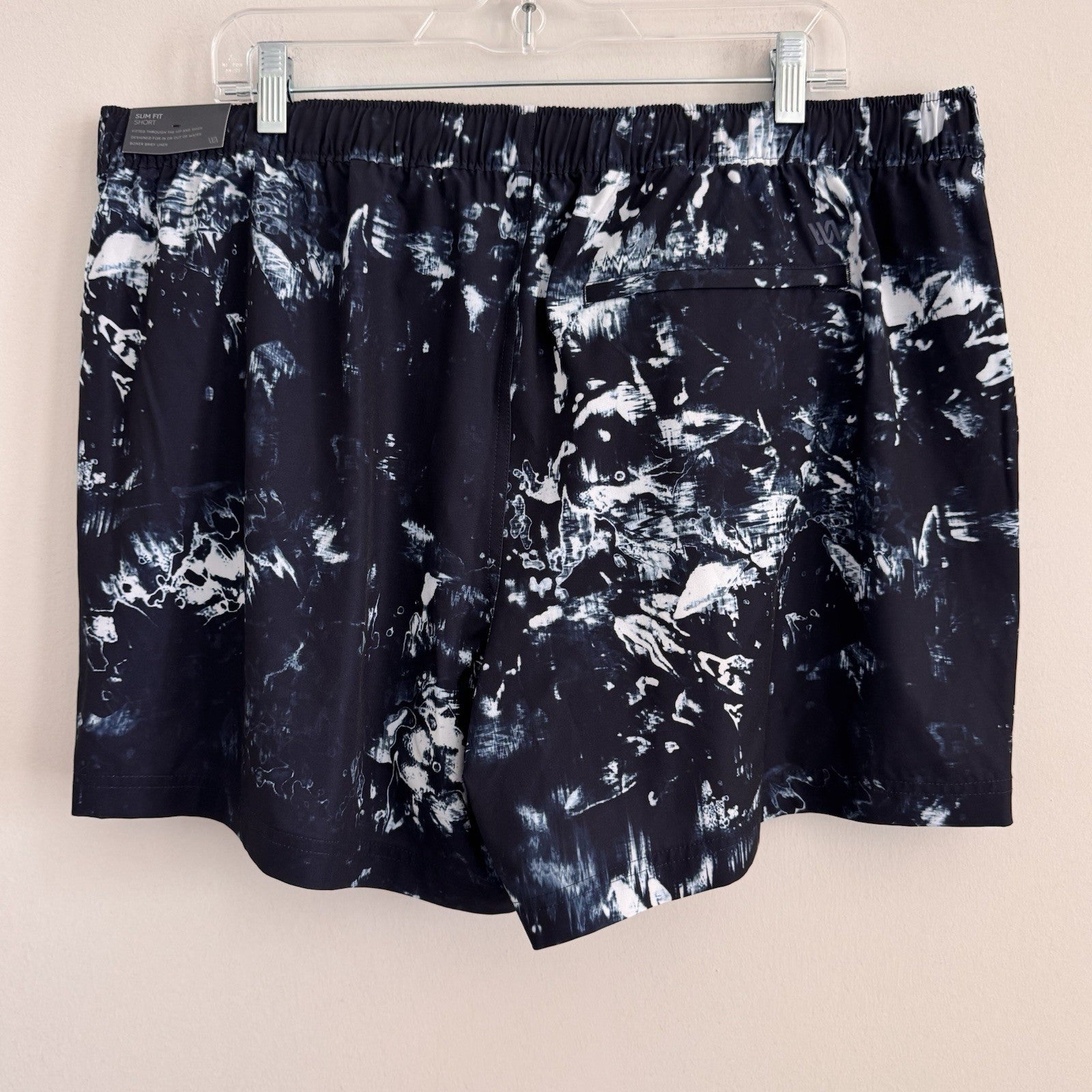 VRST Men's XL 5" Resort Short Indigo Craft Print NWT Slim Fit Lined Hybrid Swim