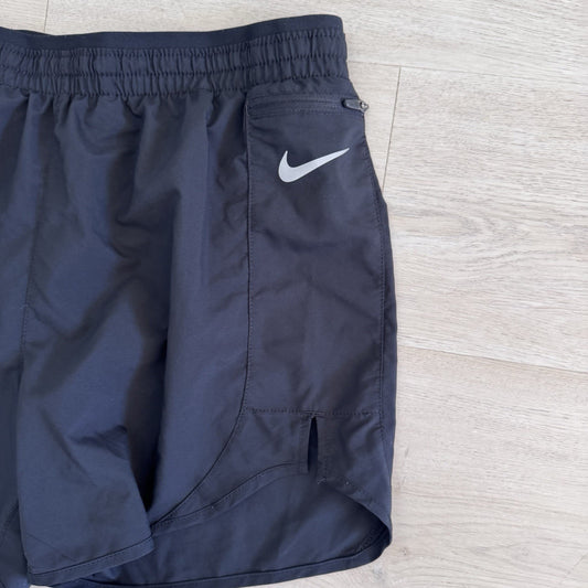 Nike Dri Fit Womens Running Shorts Black Lined Zip Pocket Size Small