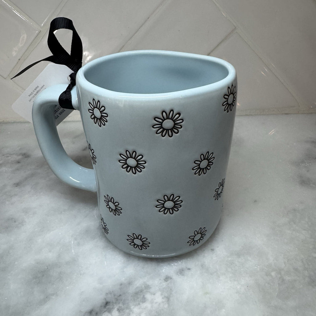 Rae Dunn MIMI Daisy Mug Blue Floral Coffee Cup Artisan Collection New
