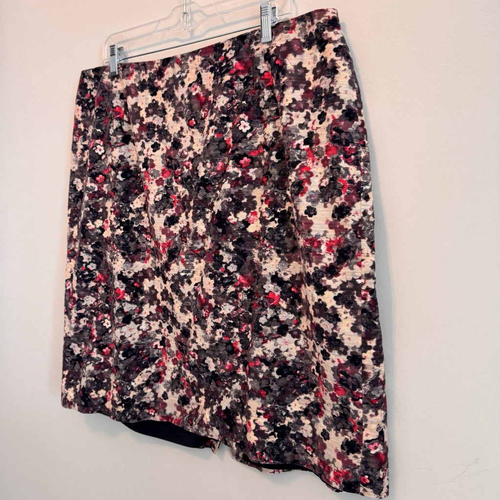 Talbots Women’s Skirt Lot 18W Blue Career Floral Textured Lined 2pc