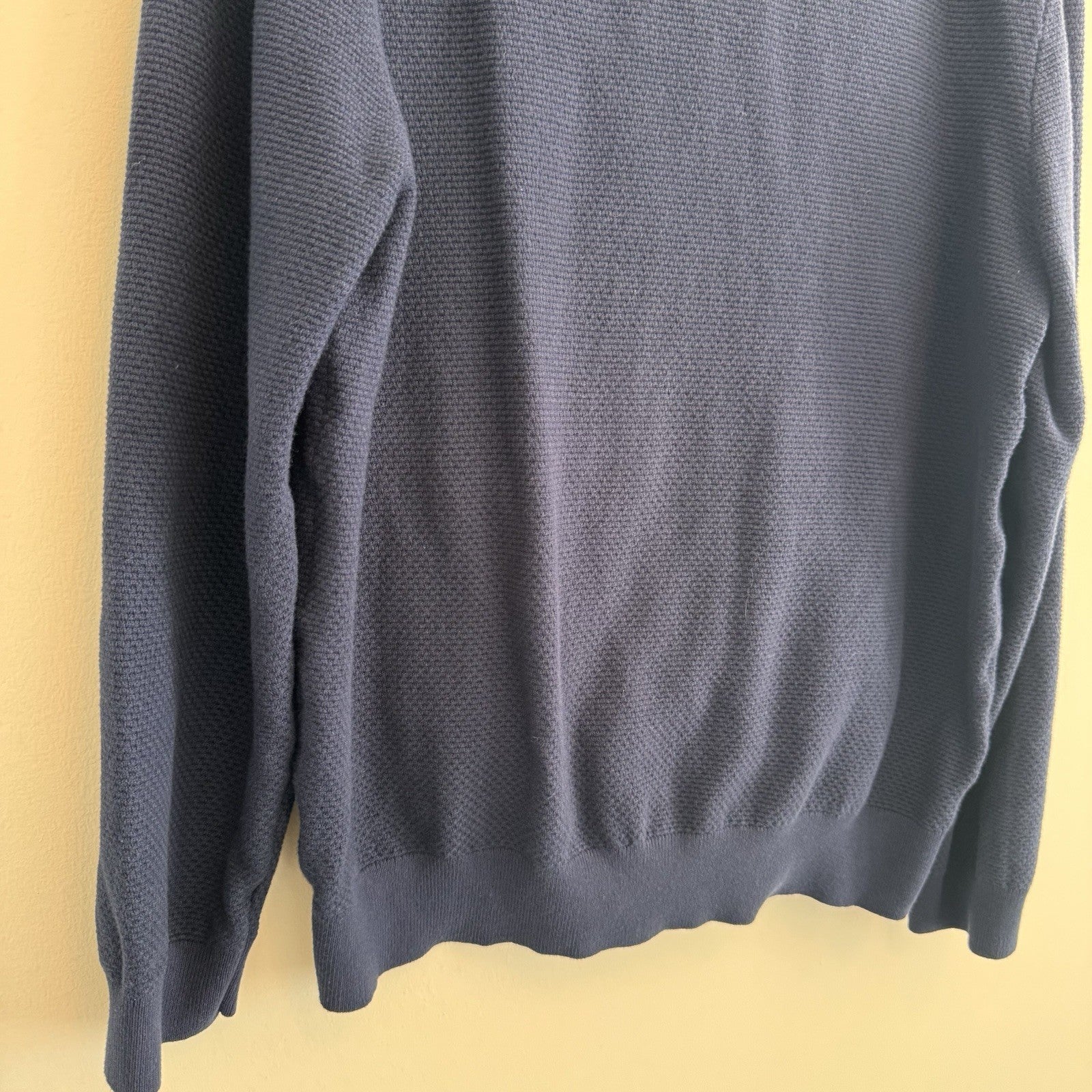 Jos A Bank Reserve Mens L Navy Blue Full Zip Sweater Jacket Cotton Silk Blend