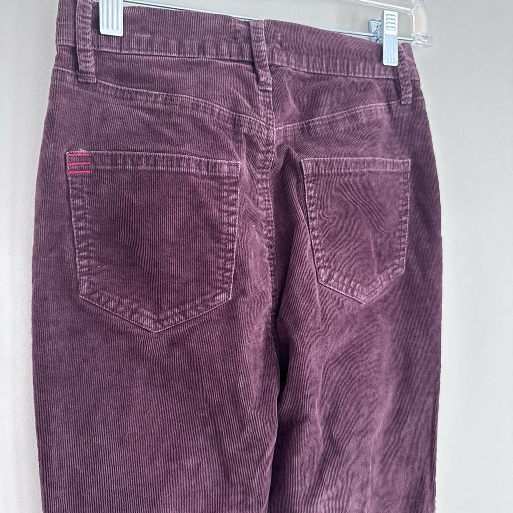 BDG Corduroy Flare Pants 26 Plum High Rise Y2K Raw Hem 90s