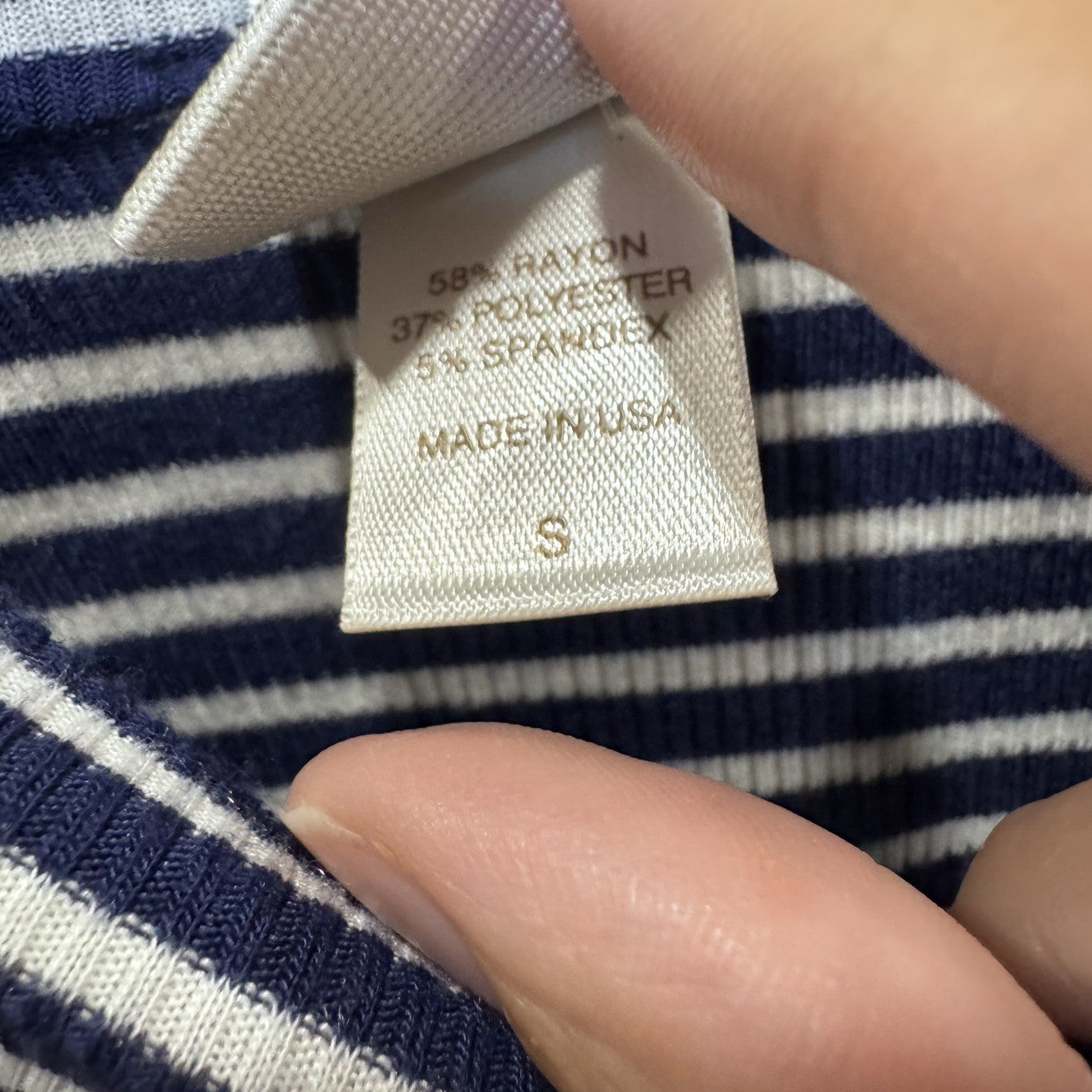 Daytrip Navy White Striped Sleeveless High Neck Tank Top Size Small Made in USA