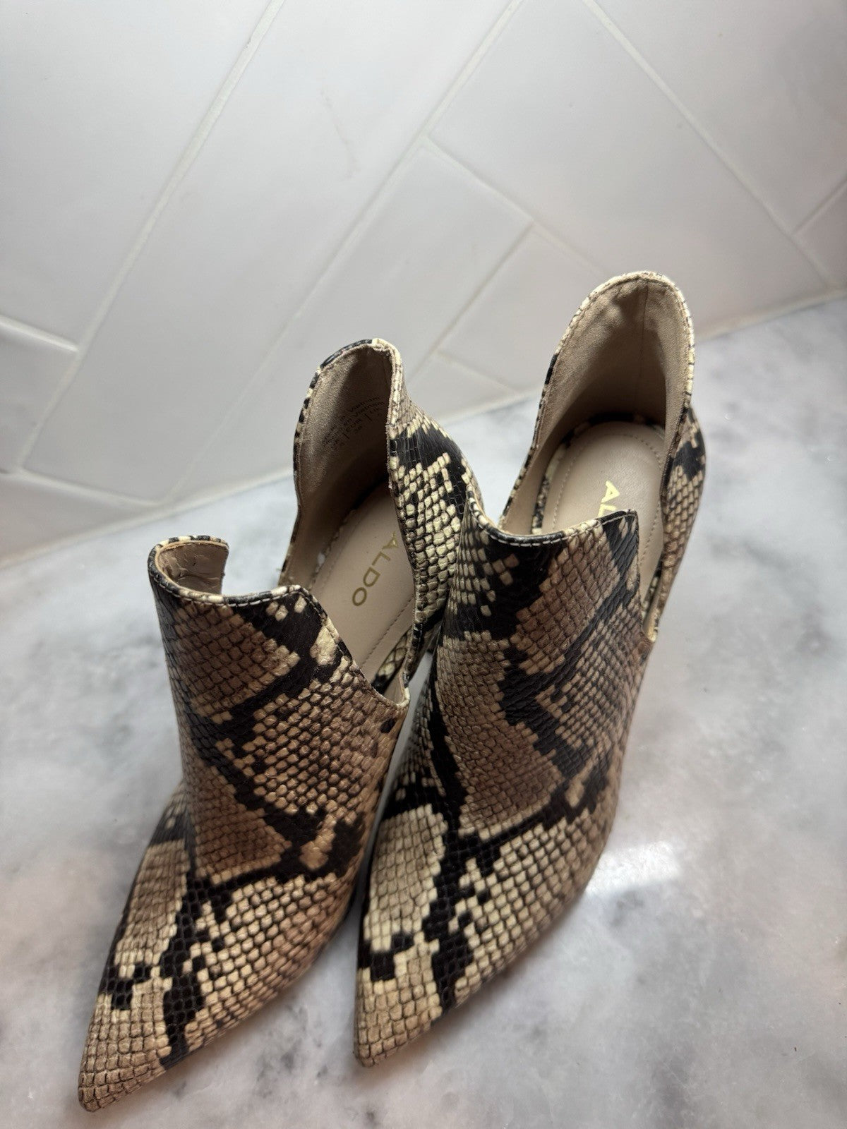 ALDO Snakeskin Pointed Toe Cutout Stiletto Heels Women’s 7.5