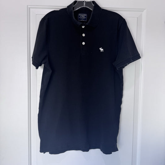 Abercrombie & Fitch Black Polo Shirt Mens Large Short Sleeve Logo