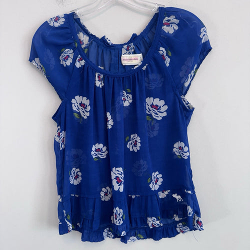 Abercrombie & Fitch Blue Floral Sheer Ruffle Blouse Top Medium Boho