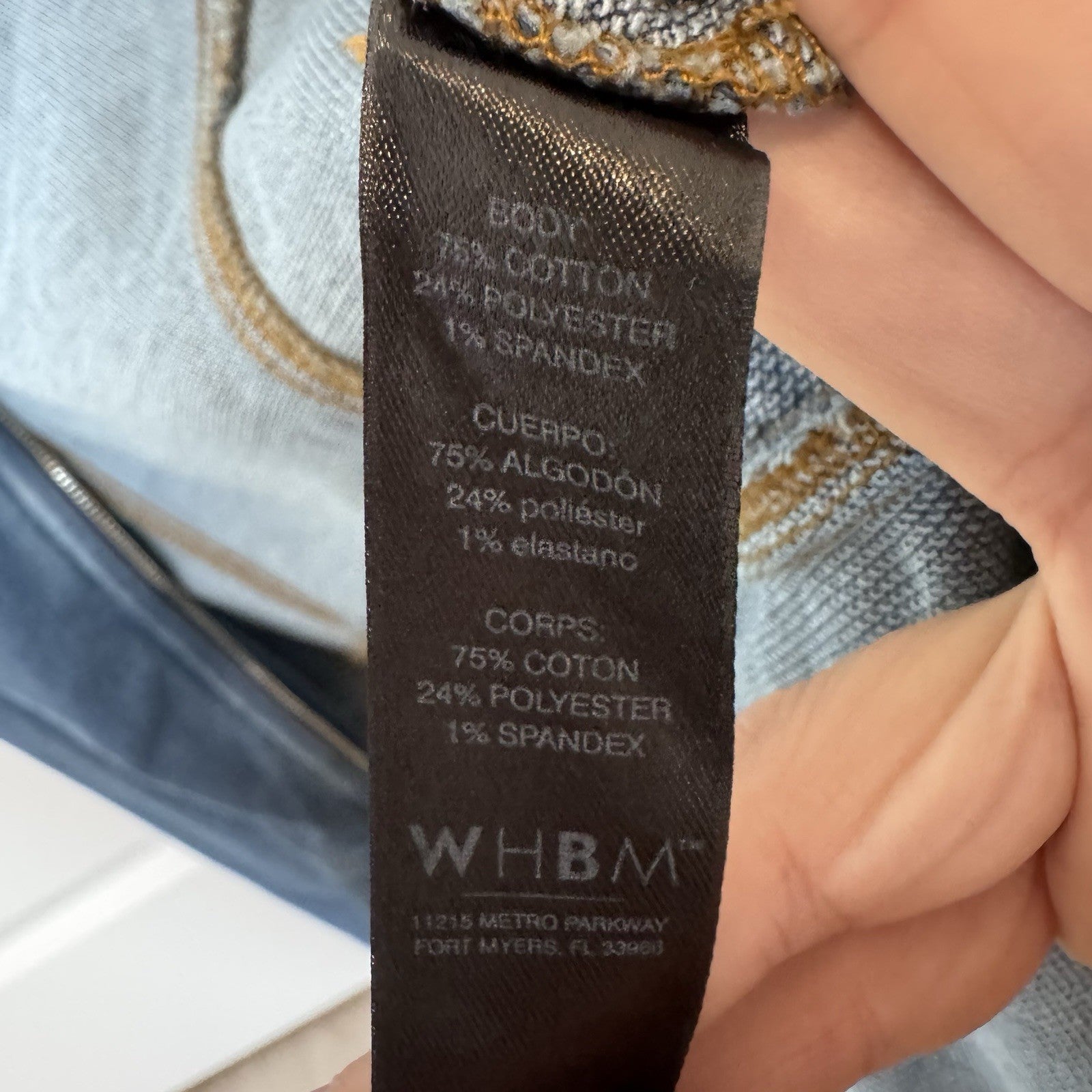 WHBM Womens Denim Zip Front Jacket Size 12 Blue Stretch Jean Jacket 