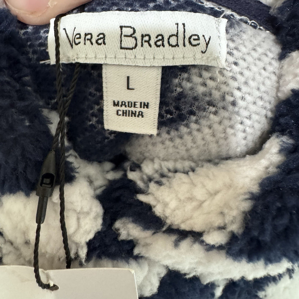 NWT Vera Bradley Jacquard Fleece Hoodie Large Nordic Forest  Sherpa Pullover