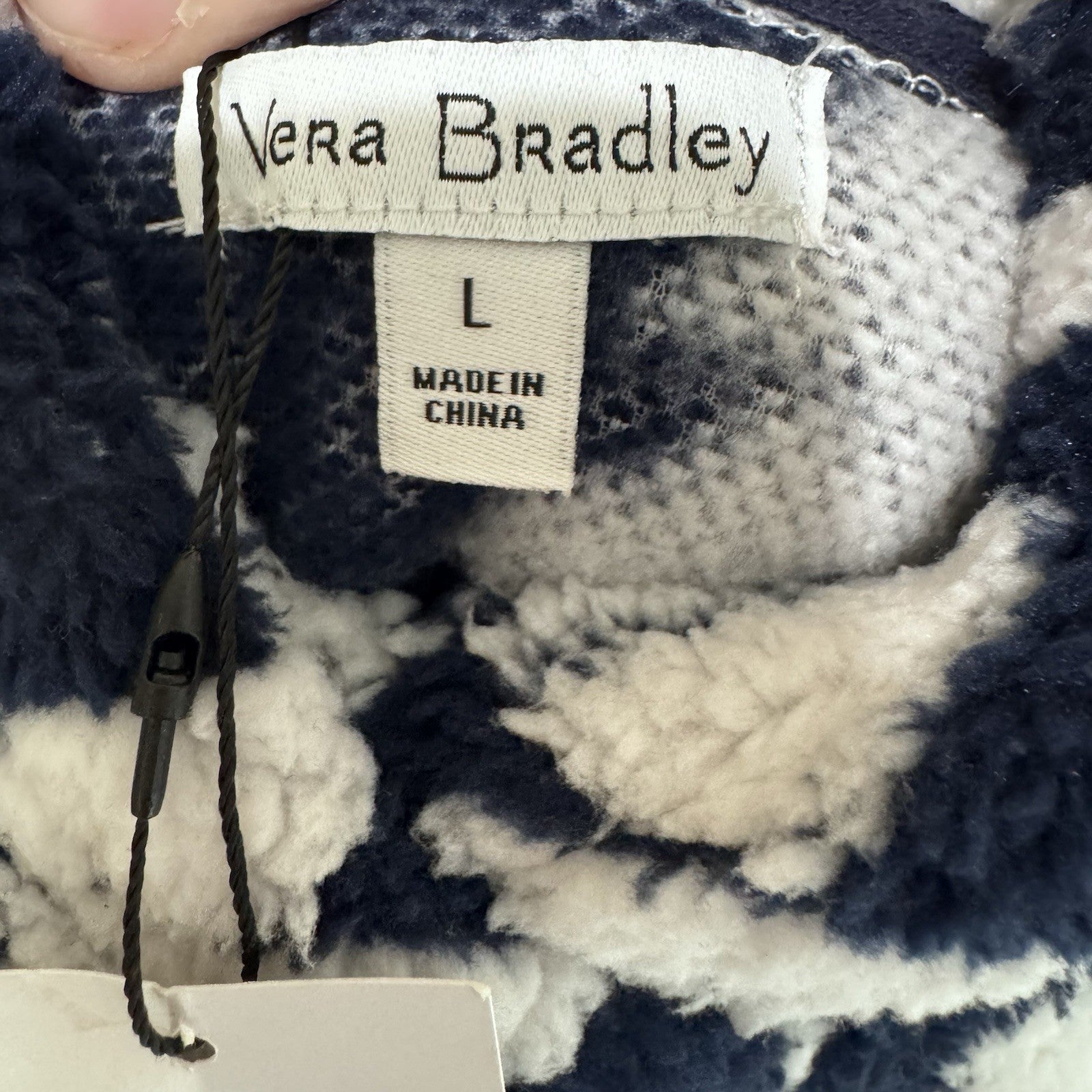 NWT Vera Bradley Jacquard Fleece Hoodie Large Nordic Forest  Sherpa Pullover