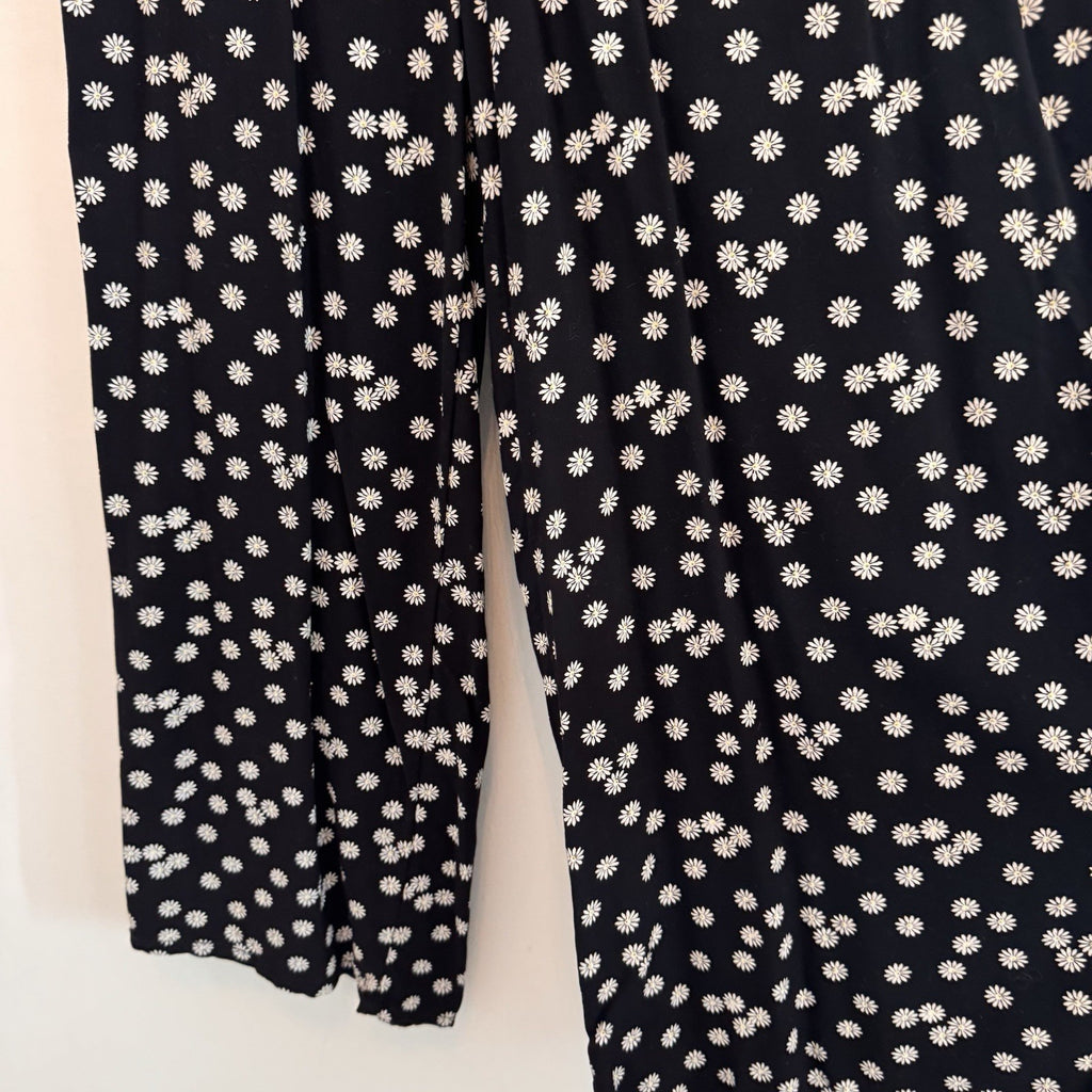 1901 Nordstrom Big Girls XL 14/16 Black White Daisy Look Back Jumpsuit Wide Leg