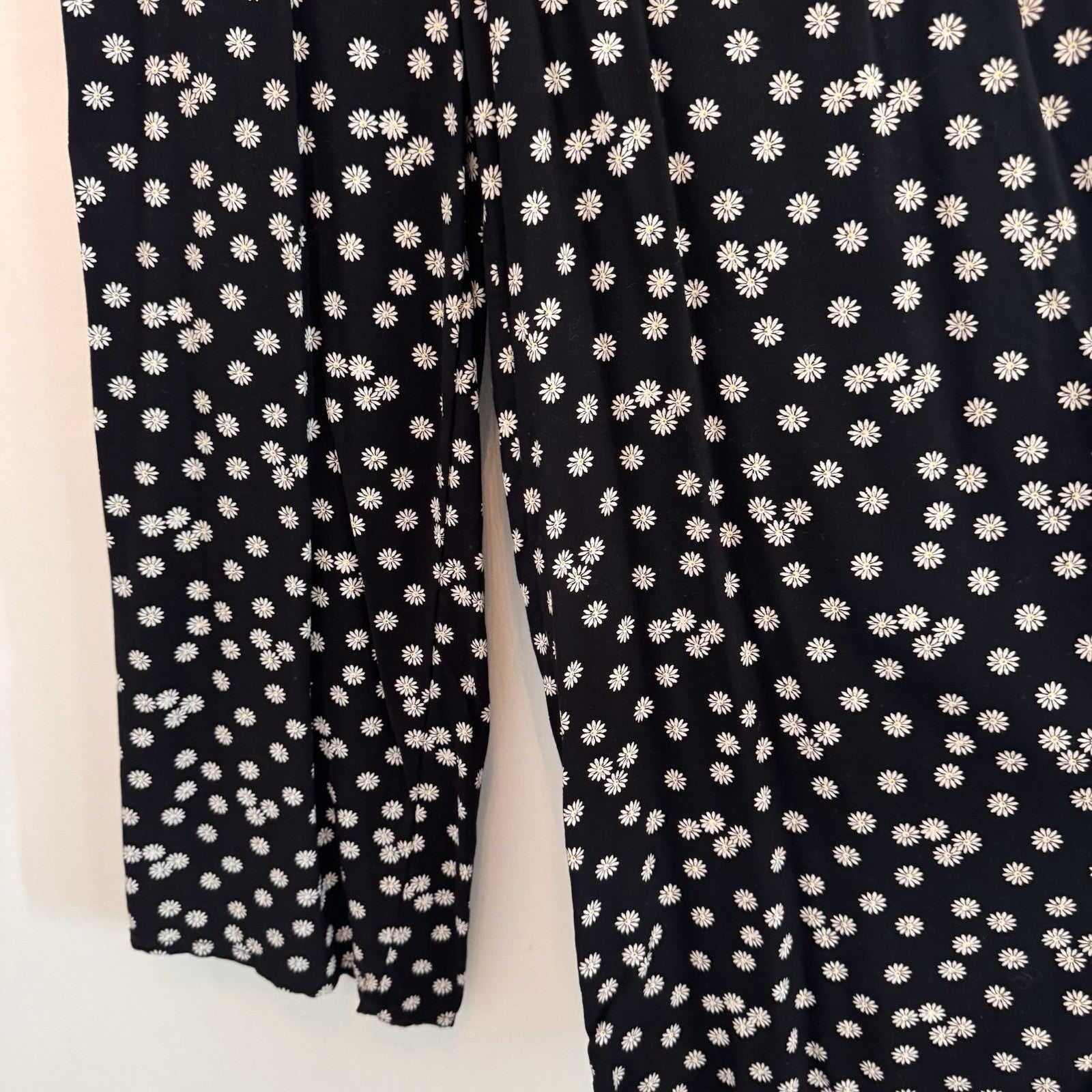 1901 Nordstrom Big Girls XL 14/16 Black White Daisy Look Back Jumpsuit Wide Leg