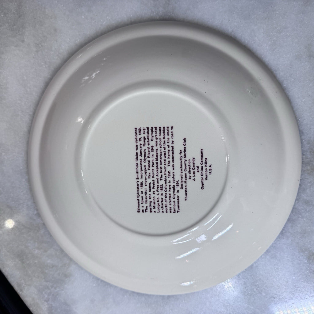 Vintage Olympia Washington First 100 Years 1850-1950 Commemorative Plate 10”
