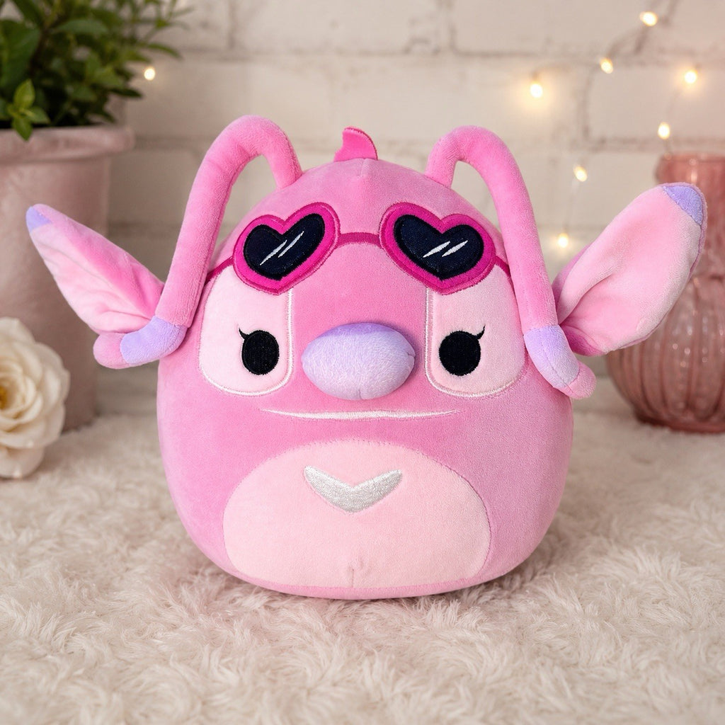 Disney Squishmallows Angel Stitch Pink 8” Plush Heart Sunglasses Jazwares