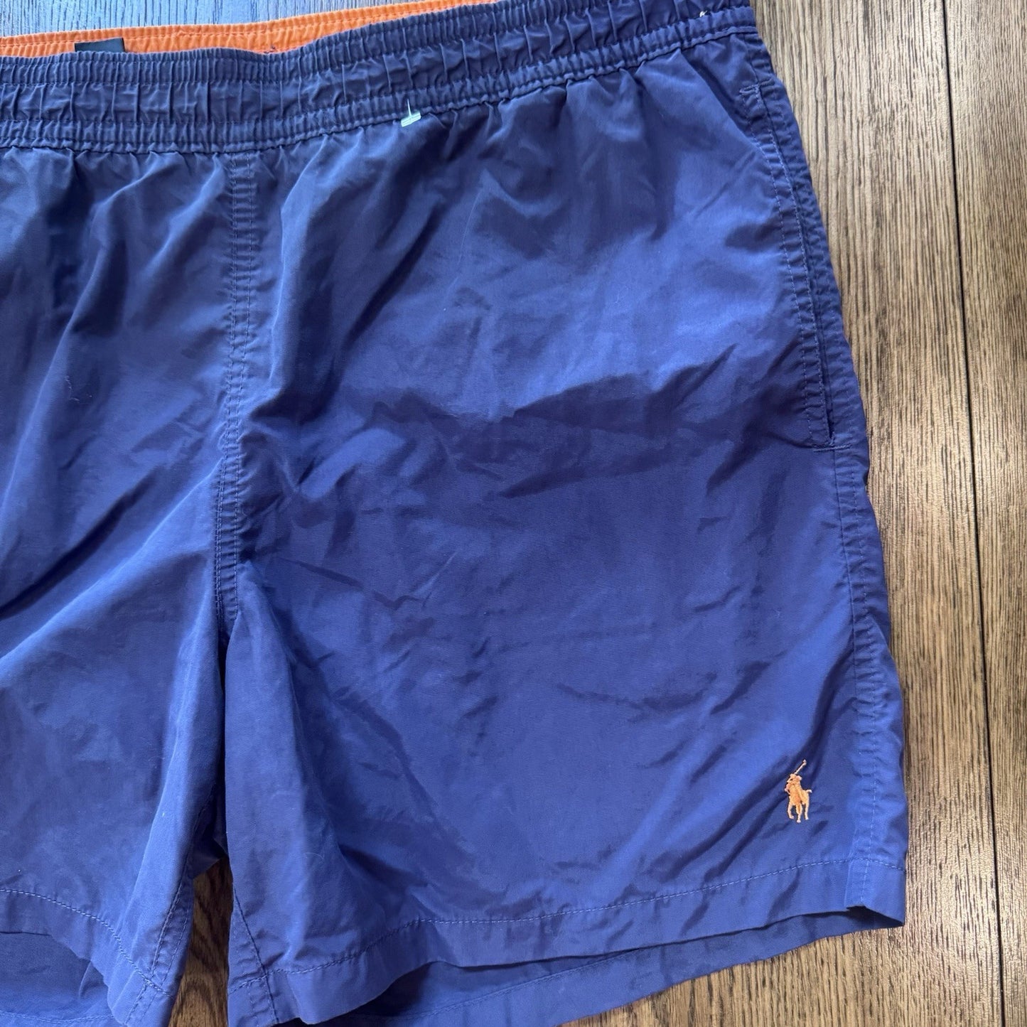Polo Ralph Lauren Men’s Swim Trunks Size L Navy Blue Orange Mesh Lined