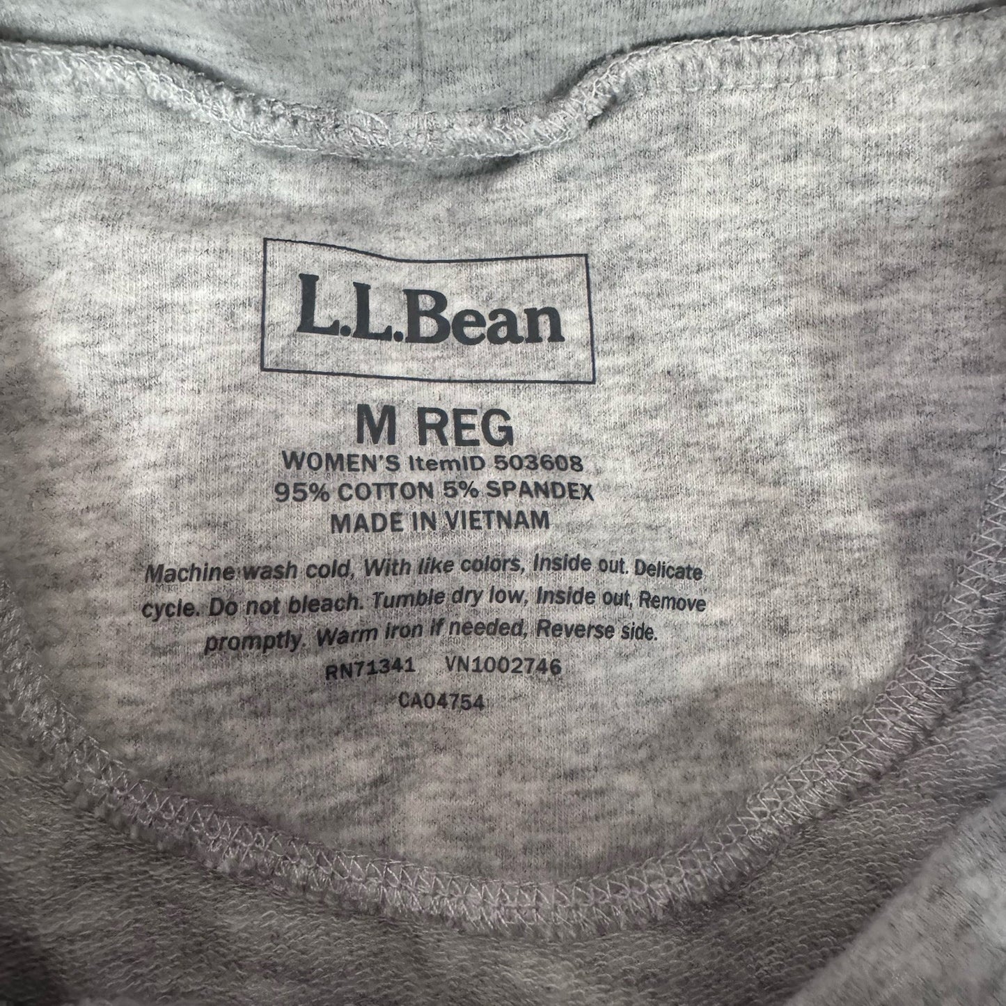 LL Bean Sweatshirt Womens M Gray Marl Cozy Pullover Cowl Neck Pocket Long Sleeve