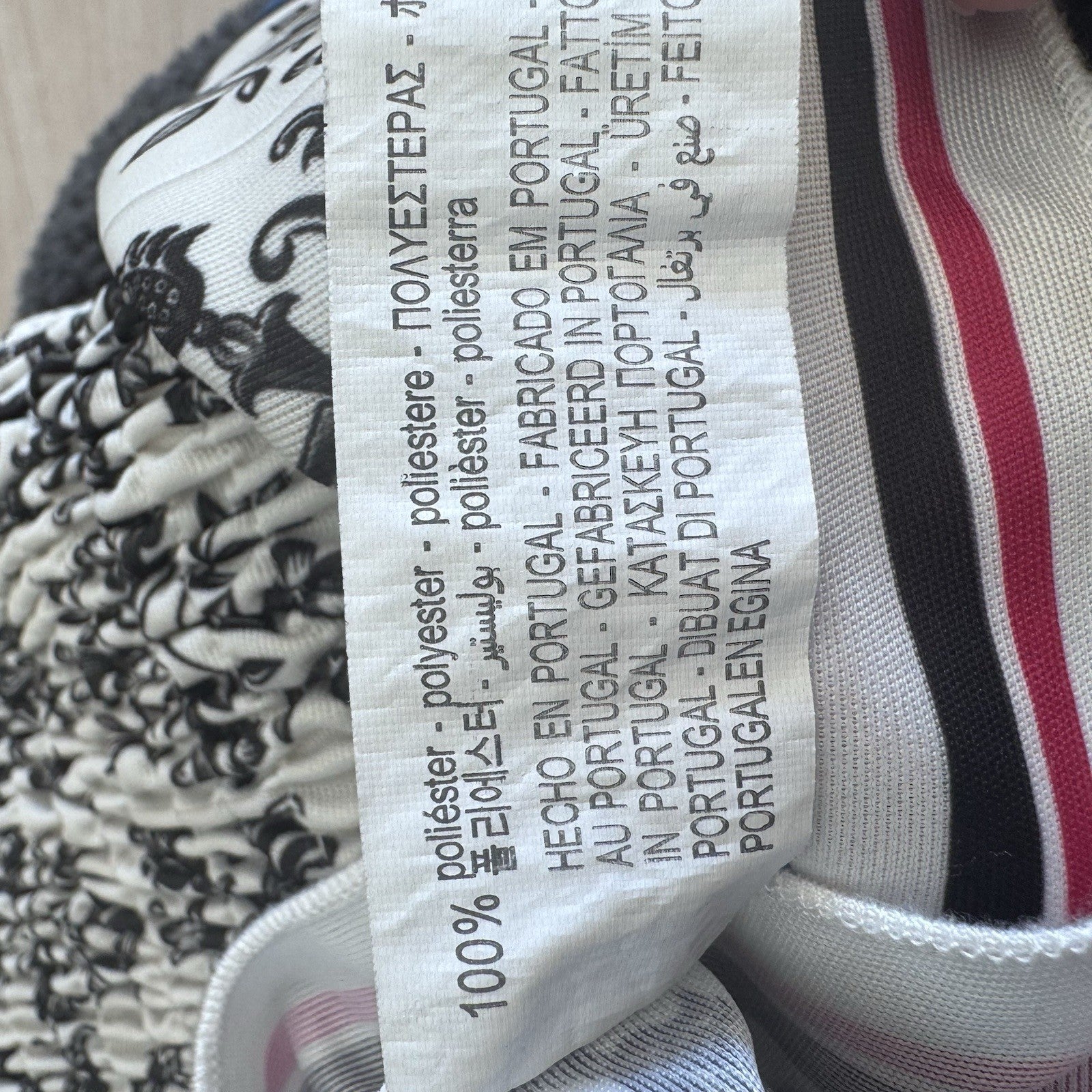 ZARA Smocked Strapless Top Women Small Black White Floral Stripe Hem 