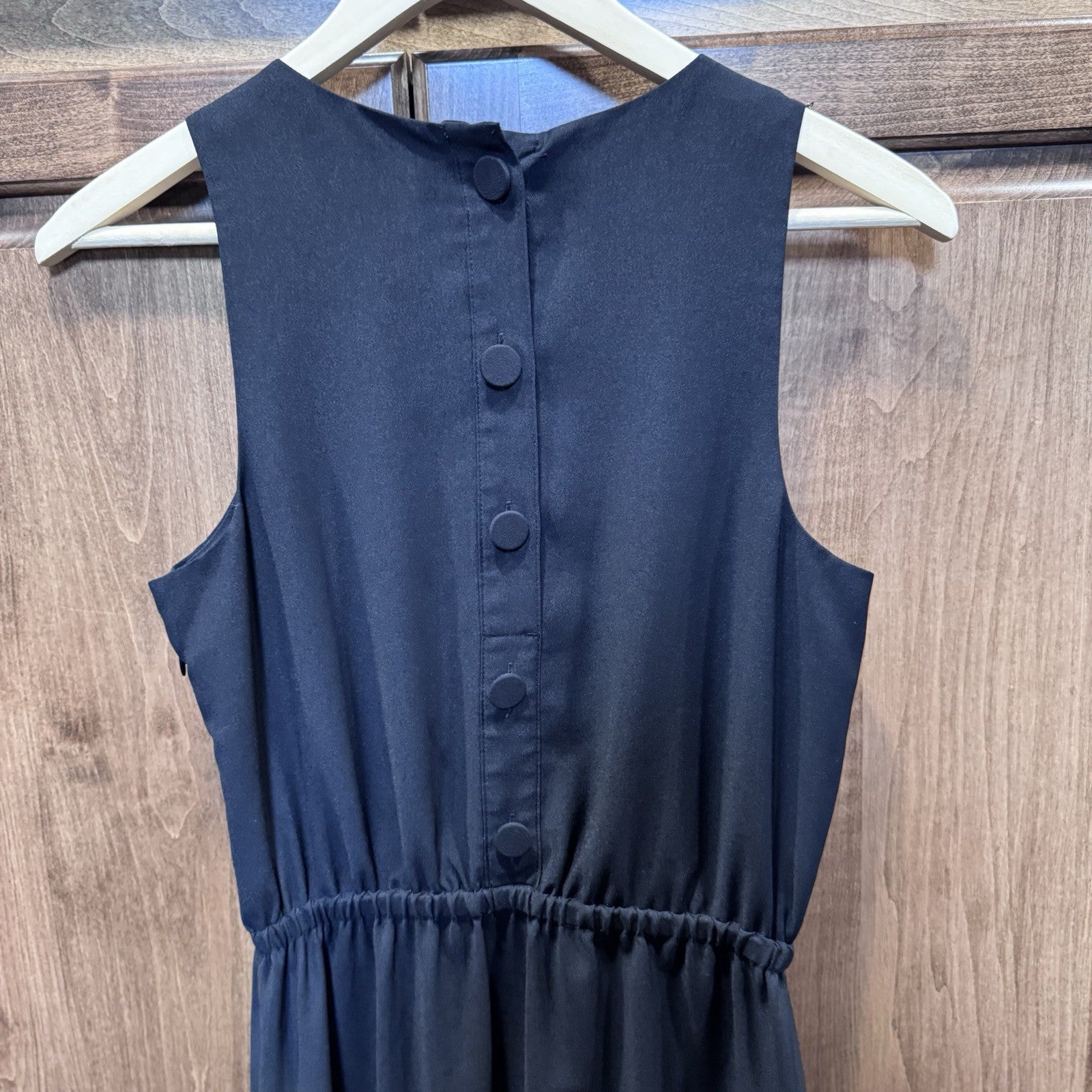 J.Crew Black Sleeveless Midi Dress Size 2 Tall A-Line Fit Elastic Waist Lined