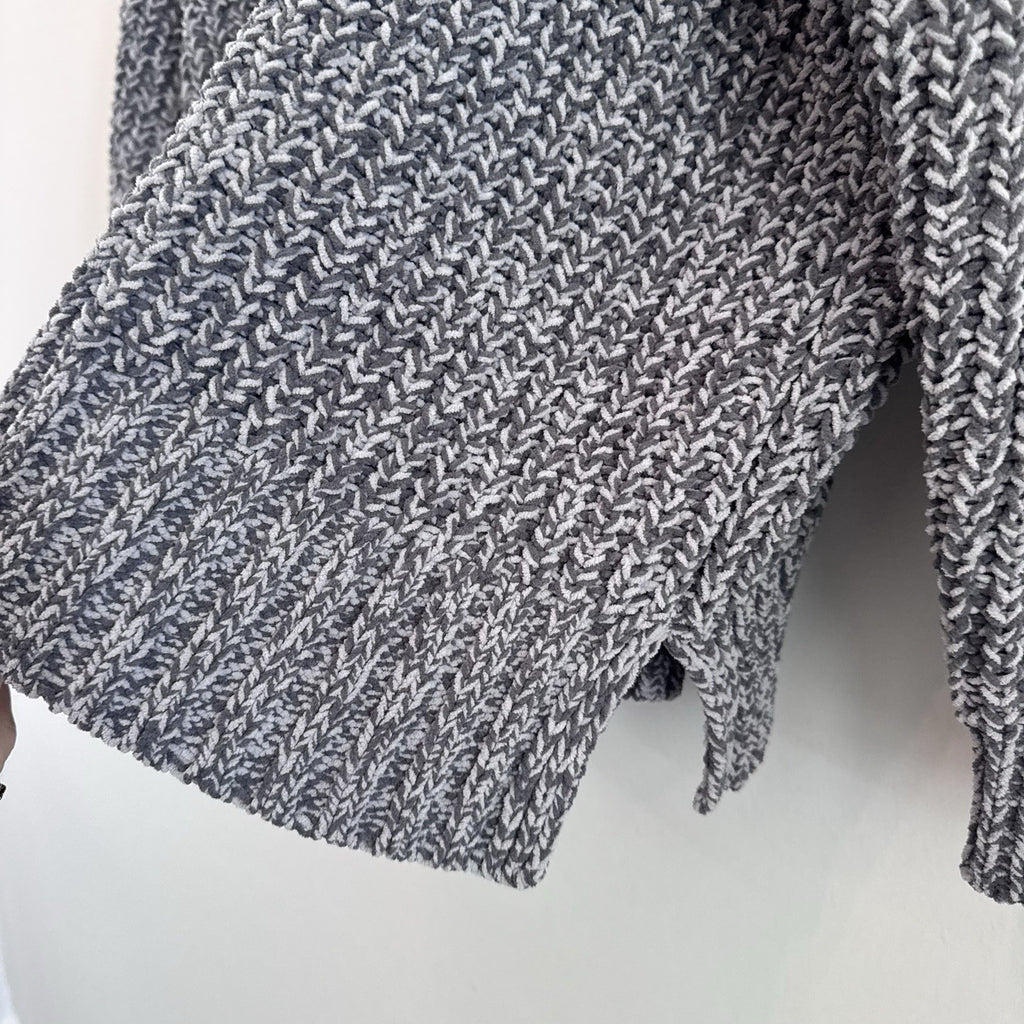 American Eagle Chunky Knit Sweater Women M Gray Marled Cozy Chenille