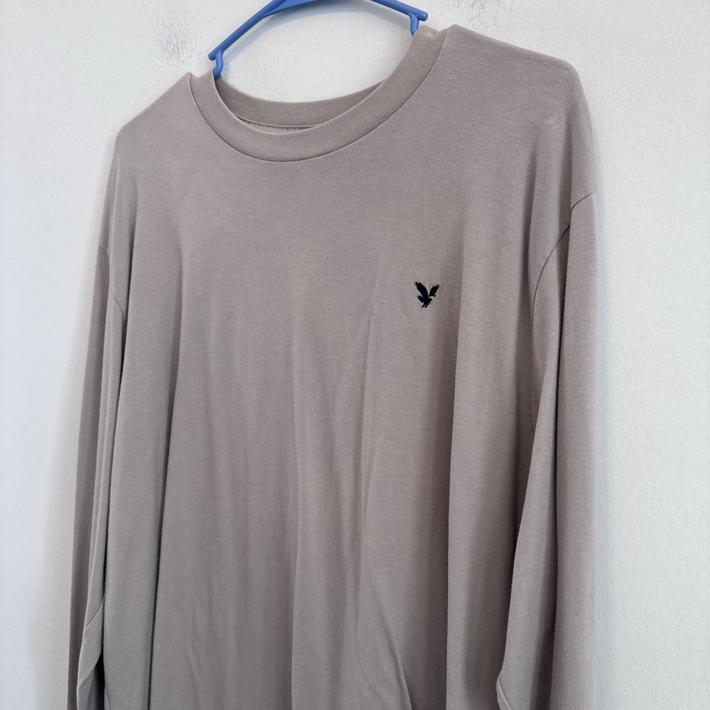 American Eagle Super Soft Long Sleeve T Shirt Taupe Beige XL Men’s Logo Tee
