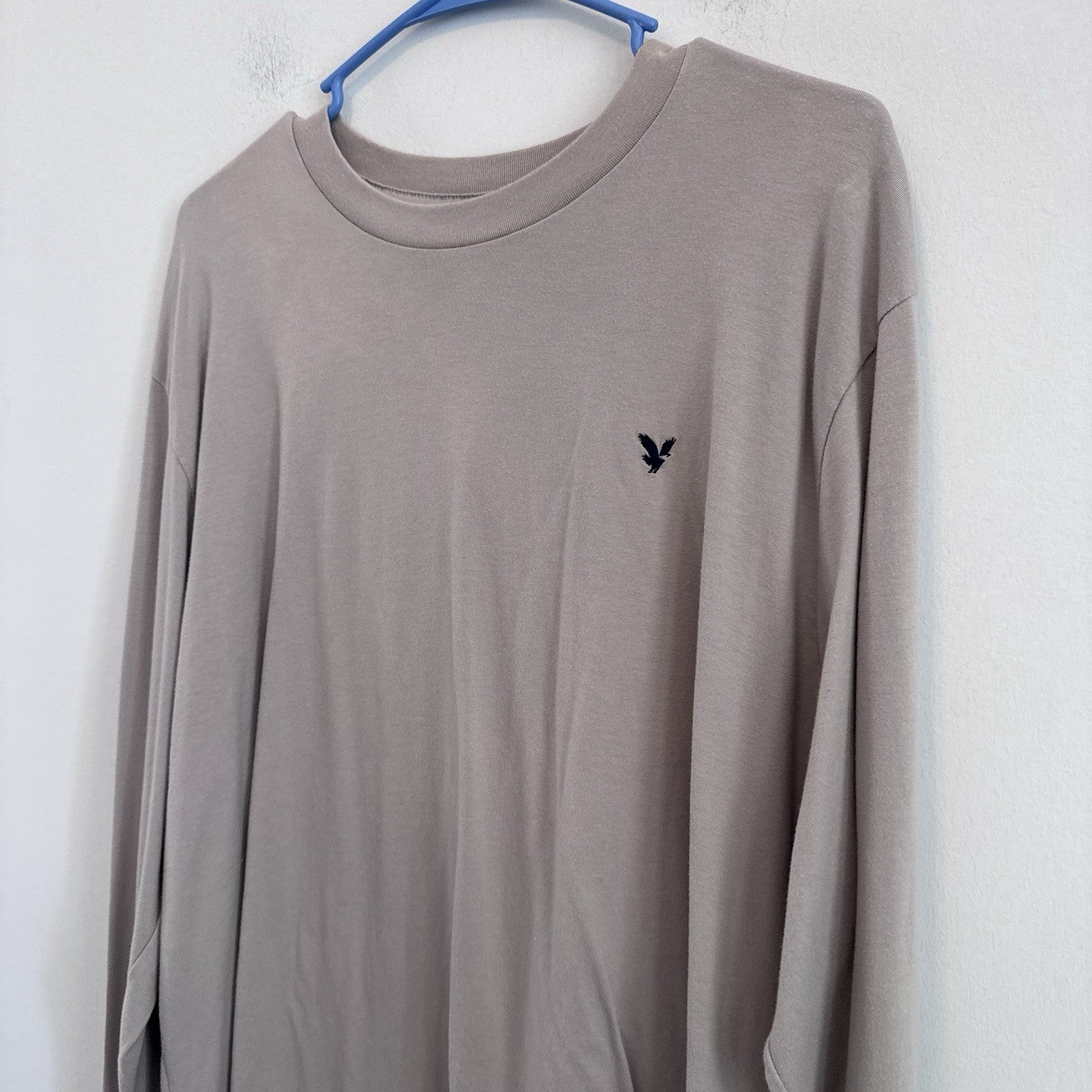 American Eagle Super Soft Long Sleeve T Shirt Taupe Beige XL Men’s Logo Tee