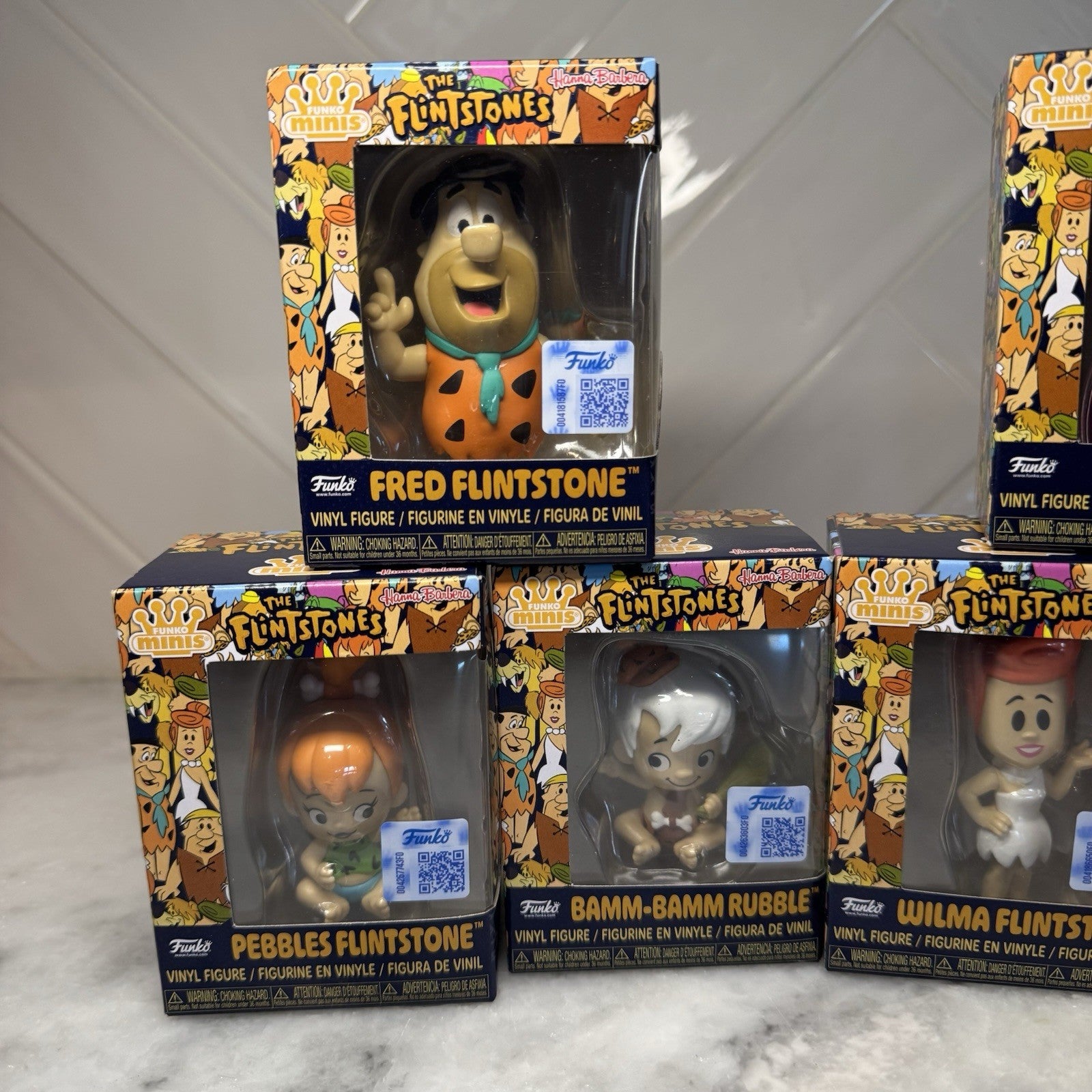 Funko Minis Flintstones Complete Set Fred Dino Wilma Barney Pebbles Bam RARE