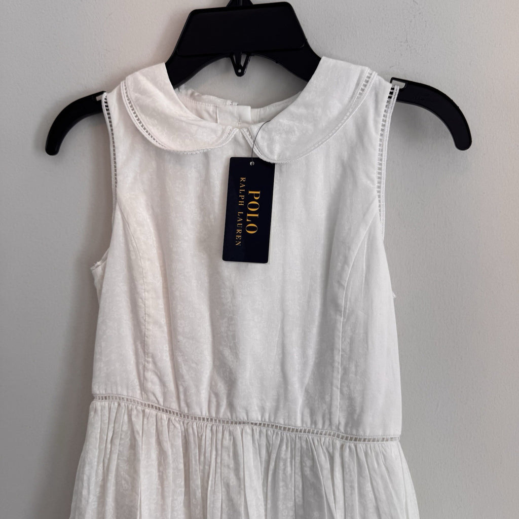 Polo Ralph Lauren Girls White Dress Size 8 Peter Pan Collar NWT  Easter Church