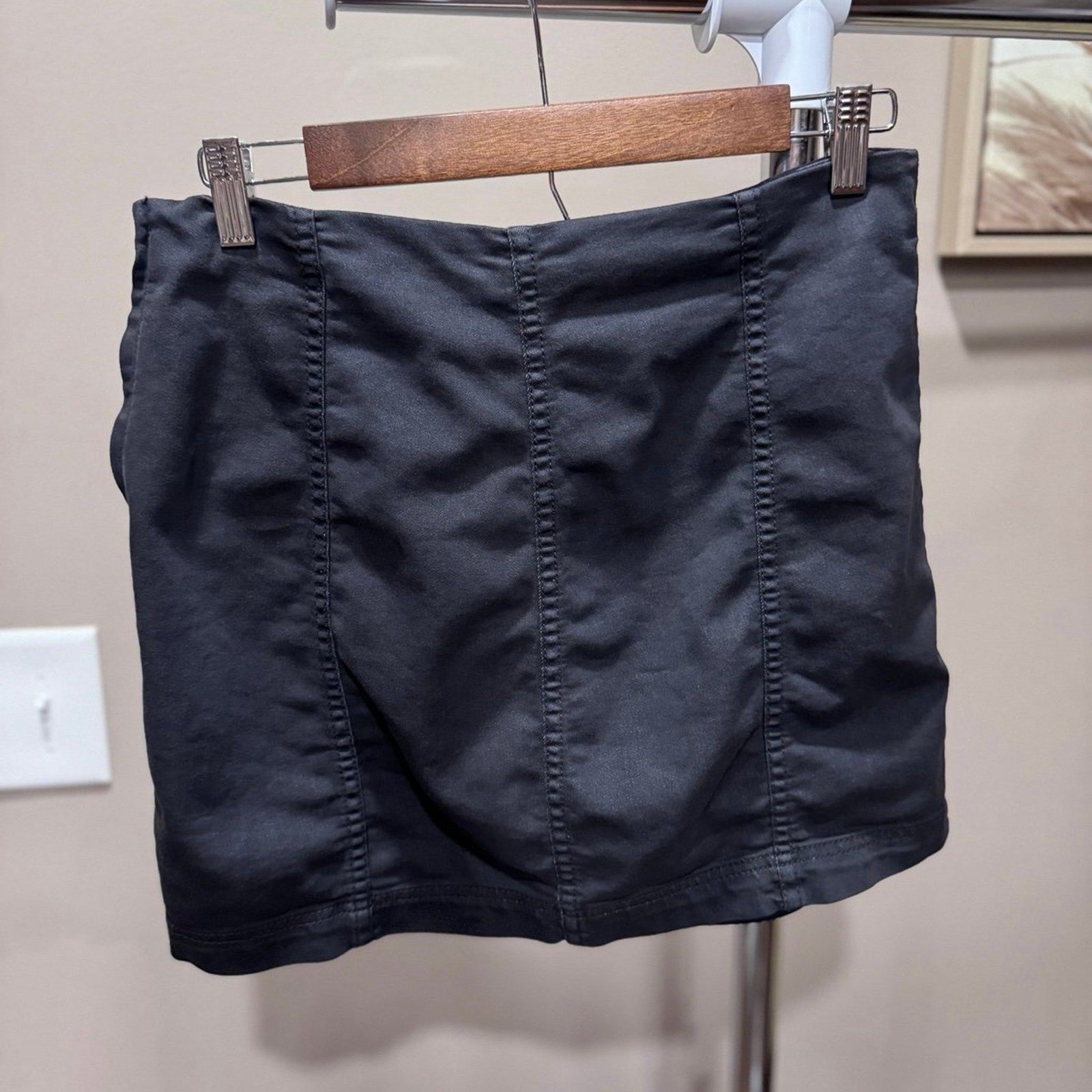 Free People Modern Femme denim black Mini Skirt Size 6