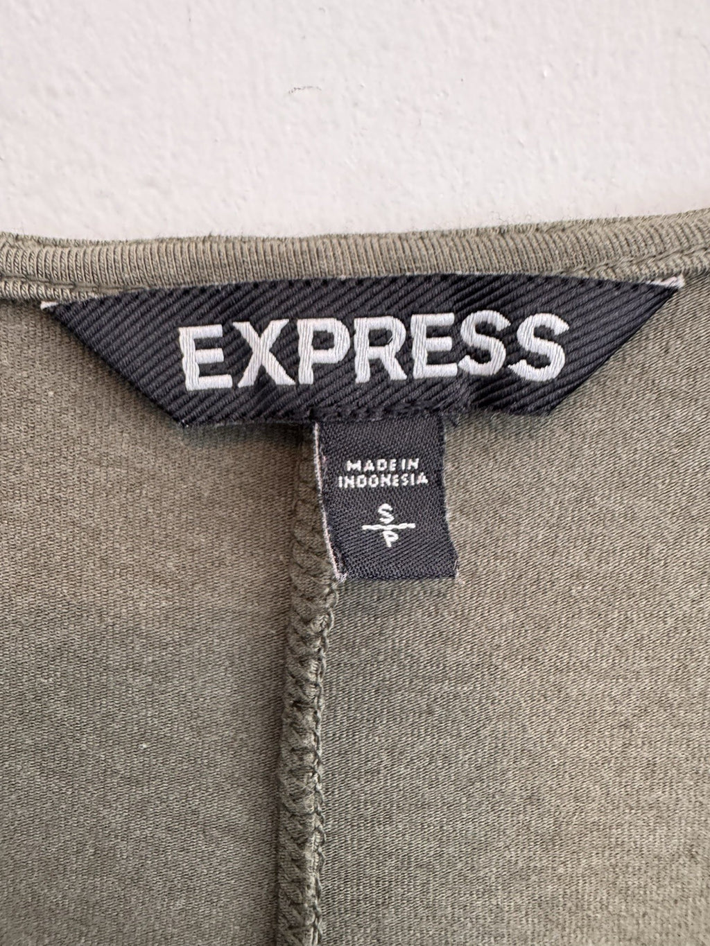 Express Olive Green Long Sleeve V-Neck Women's Casual Shift Dress Small