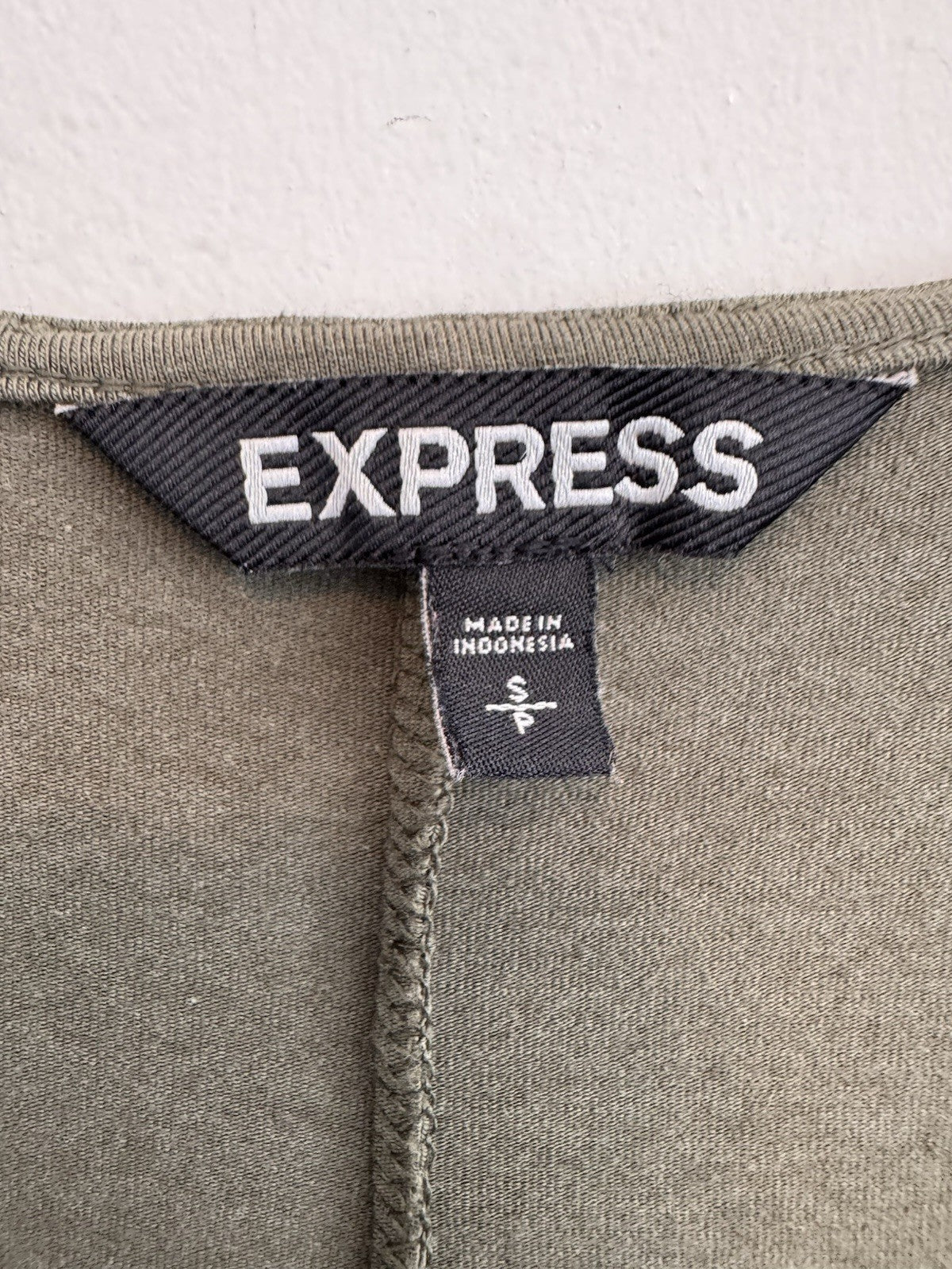 Express Olive Green Long Sleeve V-Neck Women's Casual Shift Dress Small