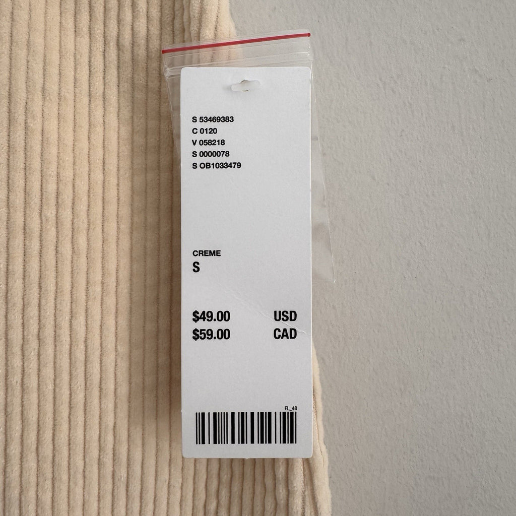 Urban Outfitters Corduroy Mini Skirt Cream Button Pocket Y2K Size S NWT 