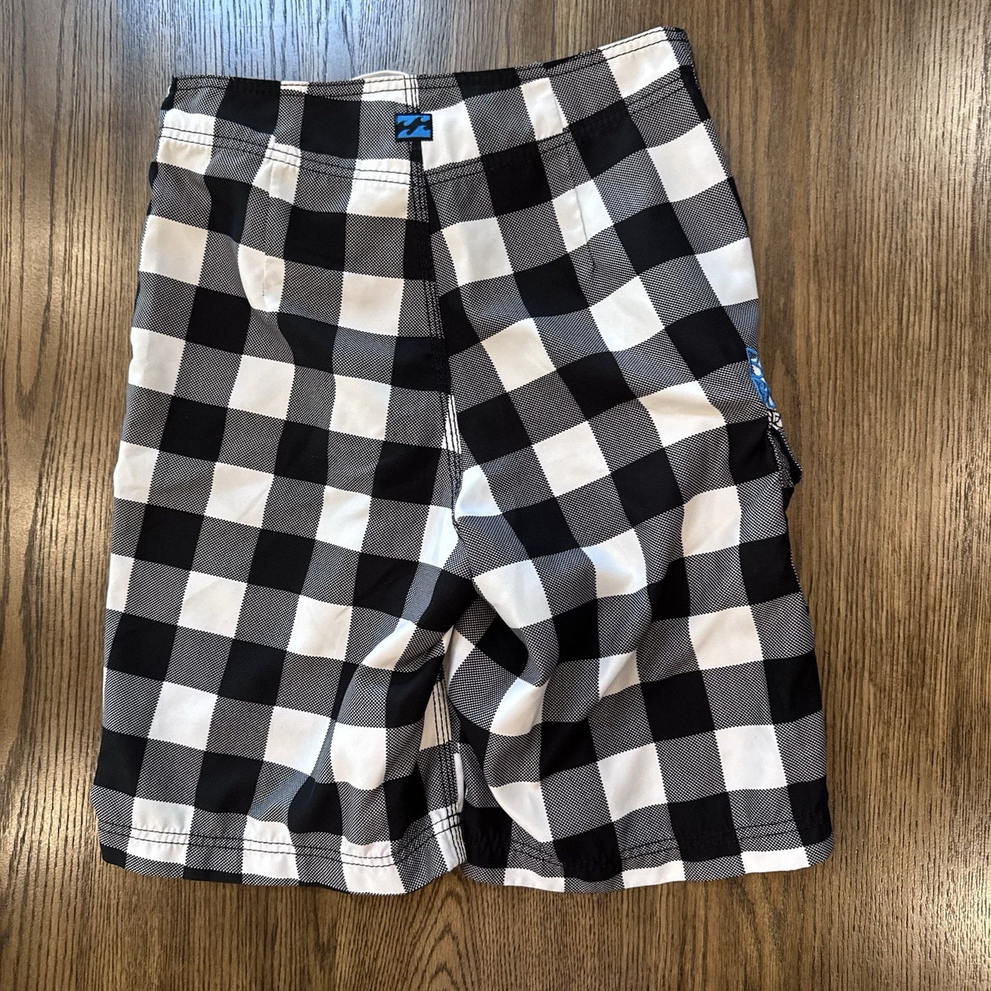 Billabong Board Shorts Men’s Size 28 Black White Plaid Swim Trunks Surf