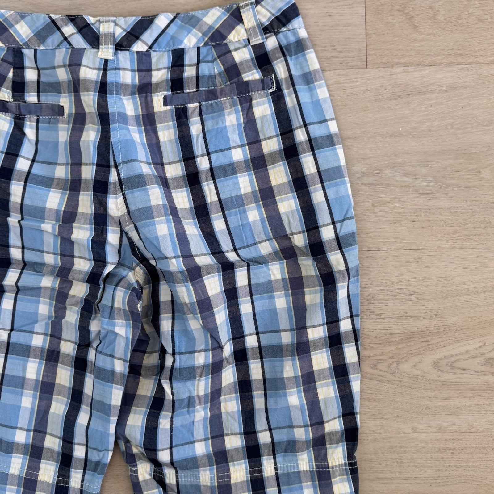 Kimi & Rogers Plaid Bermuda Shorts Womens 8P Blue Y2K Cotton Blend