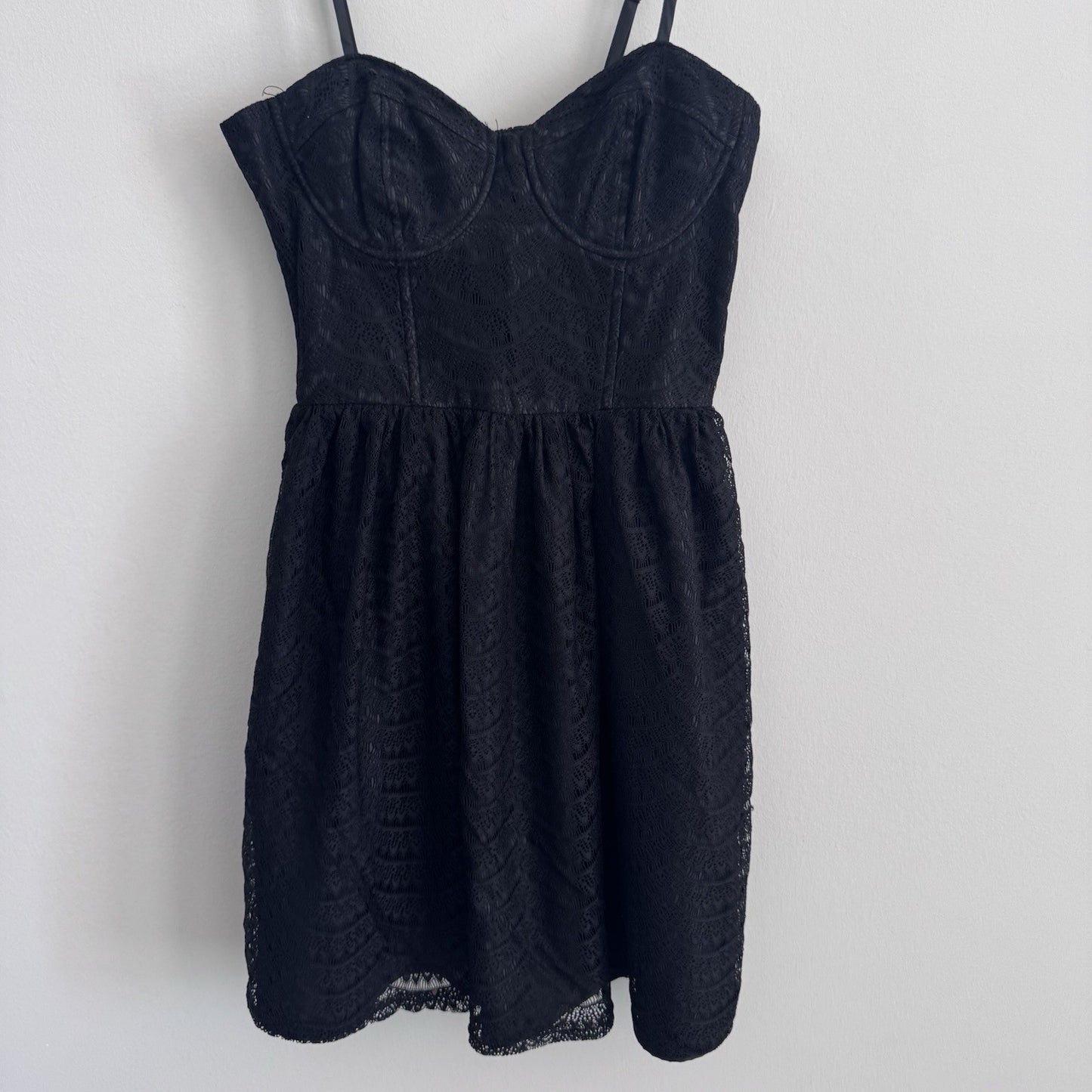 American Rag Company Black Lace Bustier Fit Flare Dress XS Mini