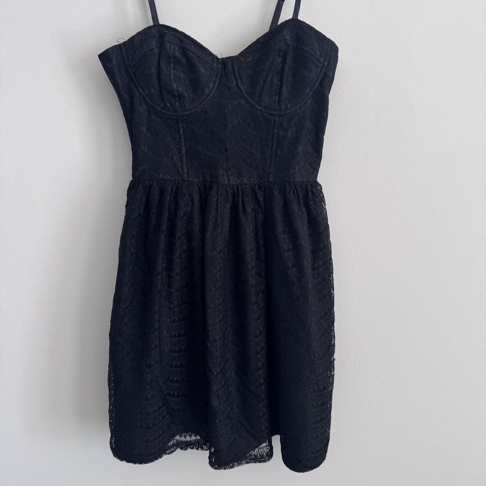 American Rag Company Black Lace Bustier Fit Flare Dress XS Mini