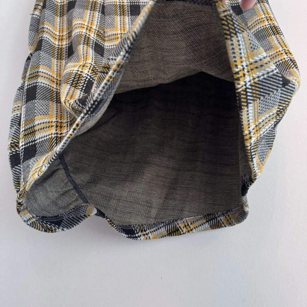 Urban Outfitters Plaid Mini Skirt Yellow Black Grey Ruched Knot Front Women's M