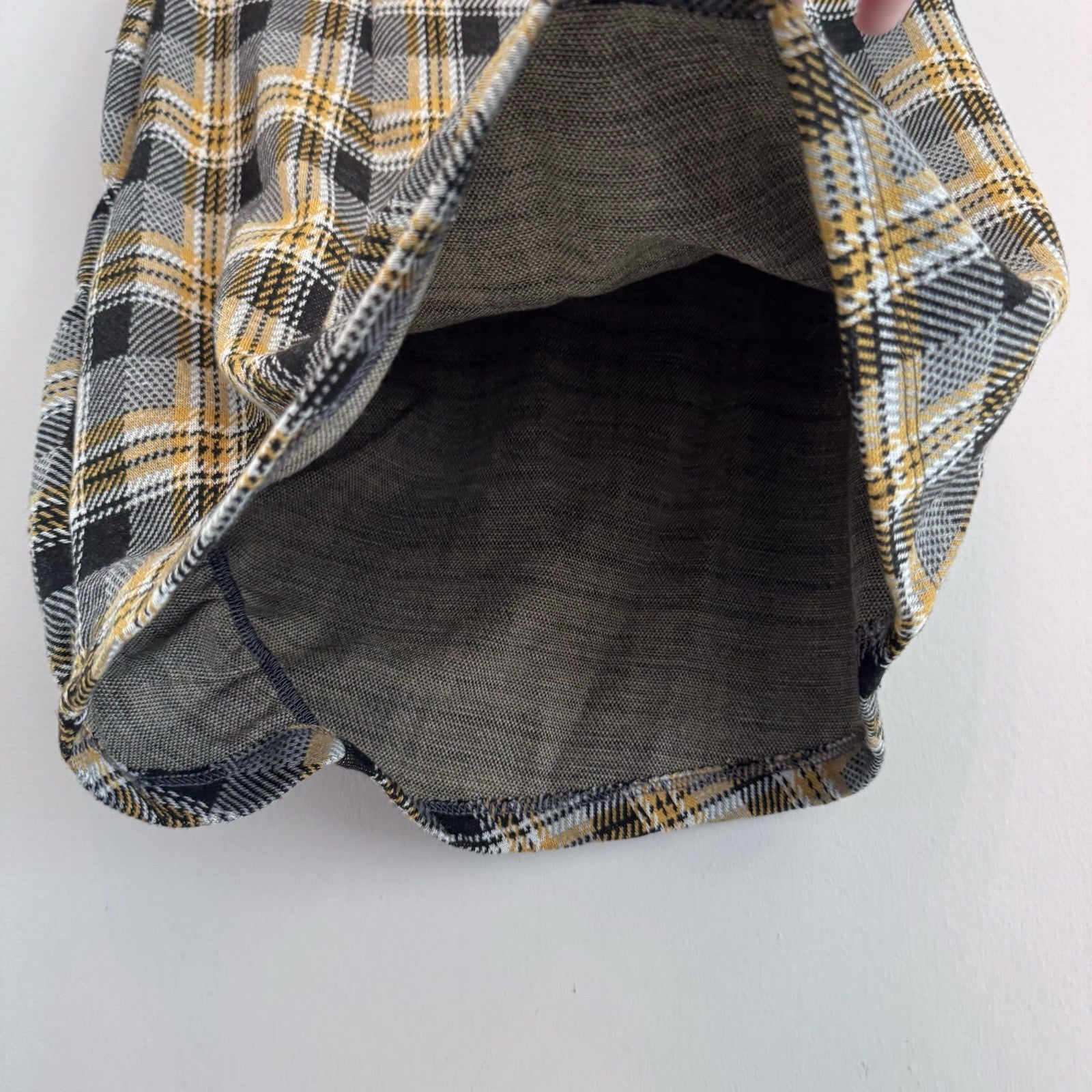Urban Outfitters Plaid Mini Skirt Yellow Black Grey Ruched Knot Front Women's M
