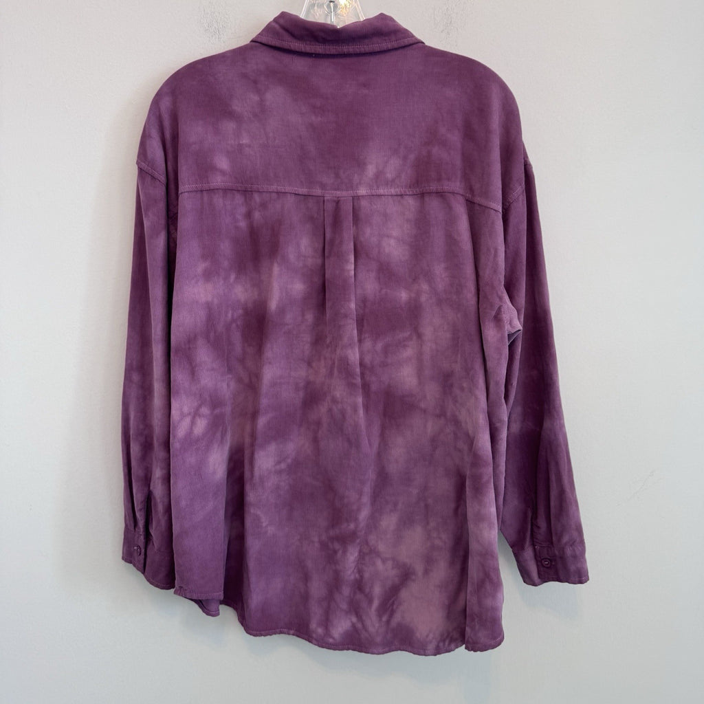 NWT Peach Love Corduroy Shacket Womens S Purple Acid Wash Top