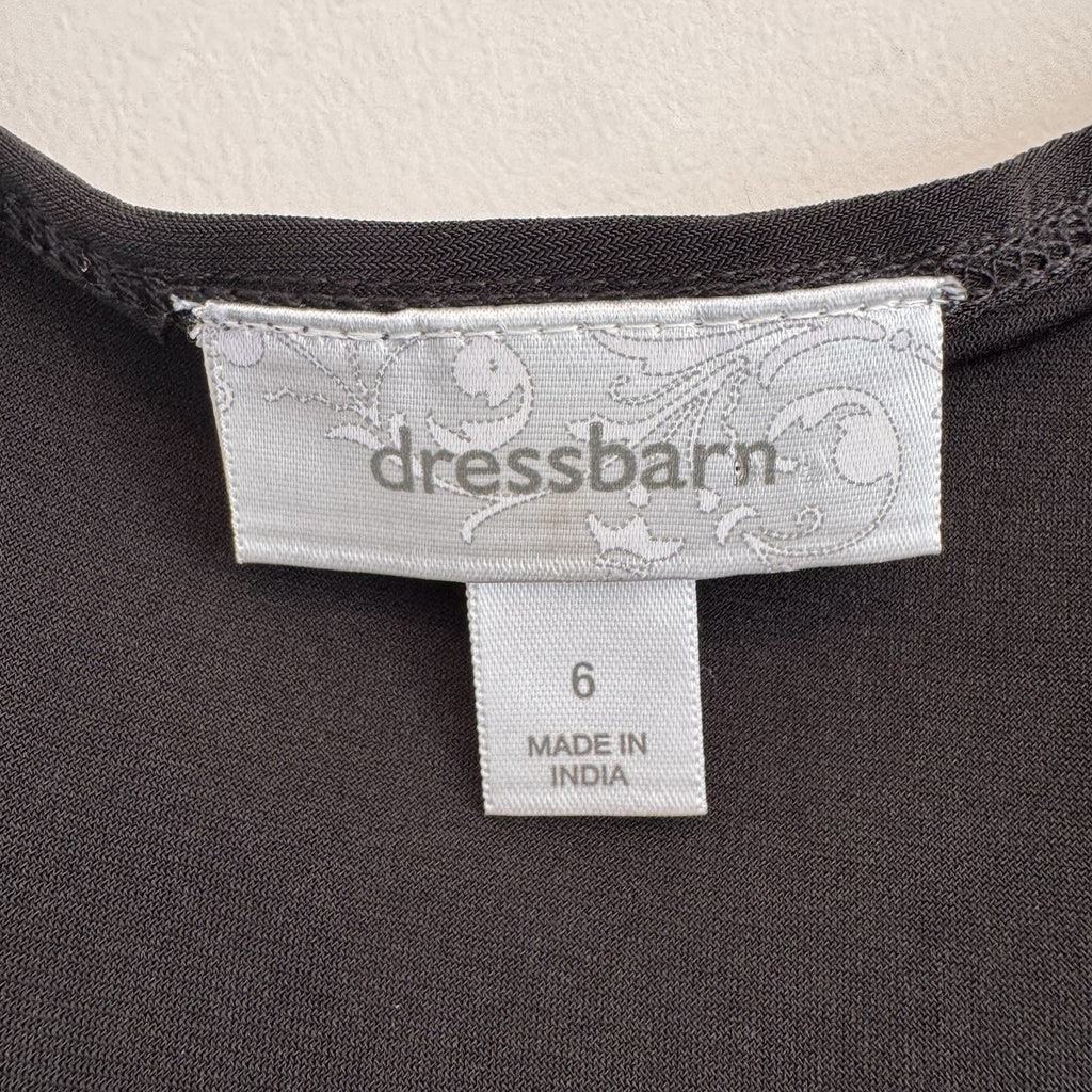Dressbarn Women 6 Black Shift Dress Leopard Print Teal Tiered Ruffle Sleeveless