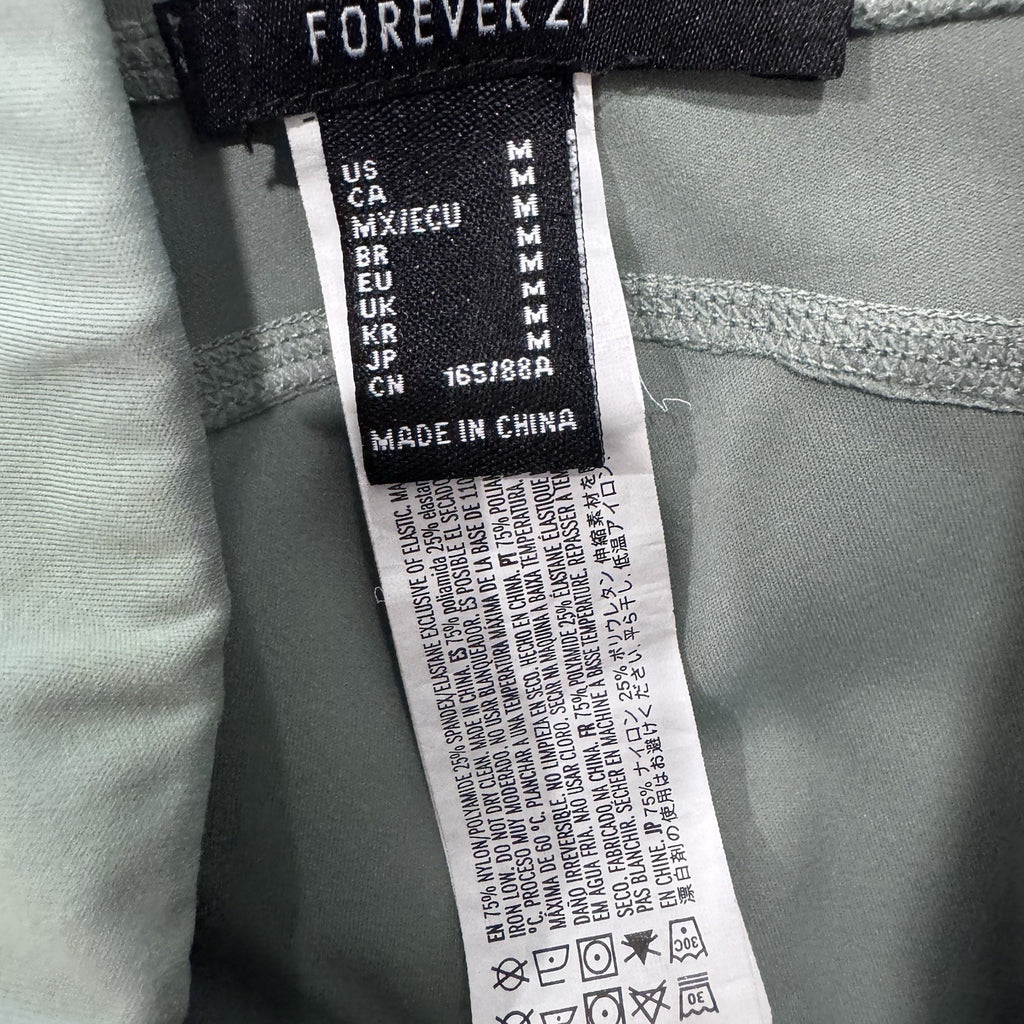 Forever 21 Active Leggings Women M Green Cargo Pocket Zip Athleisure