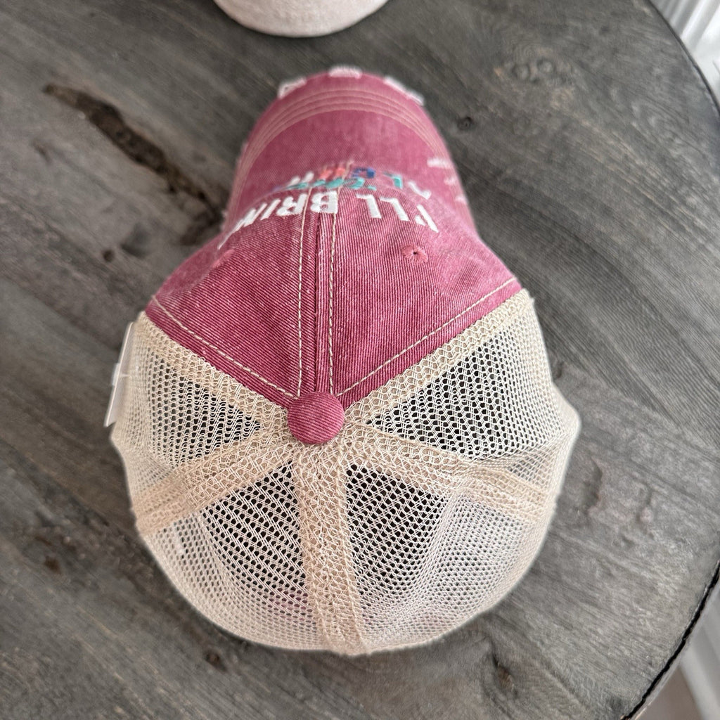 Katydid “I’ll Bring The Alcohol” Distressed Trucker Hat NWT Pink Boutique Cute
