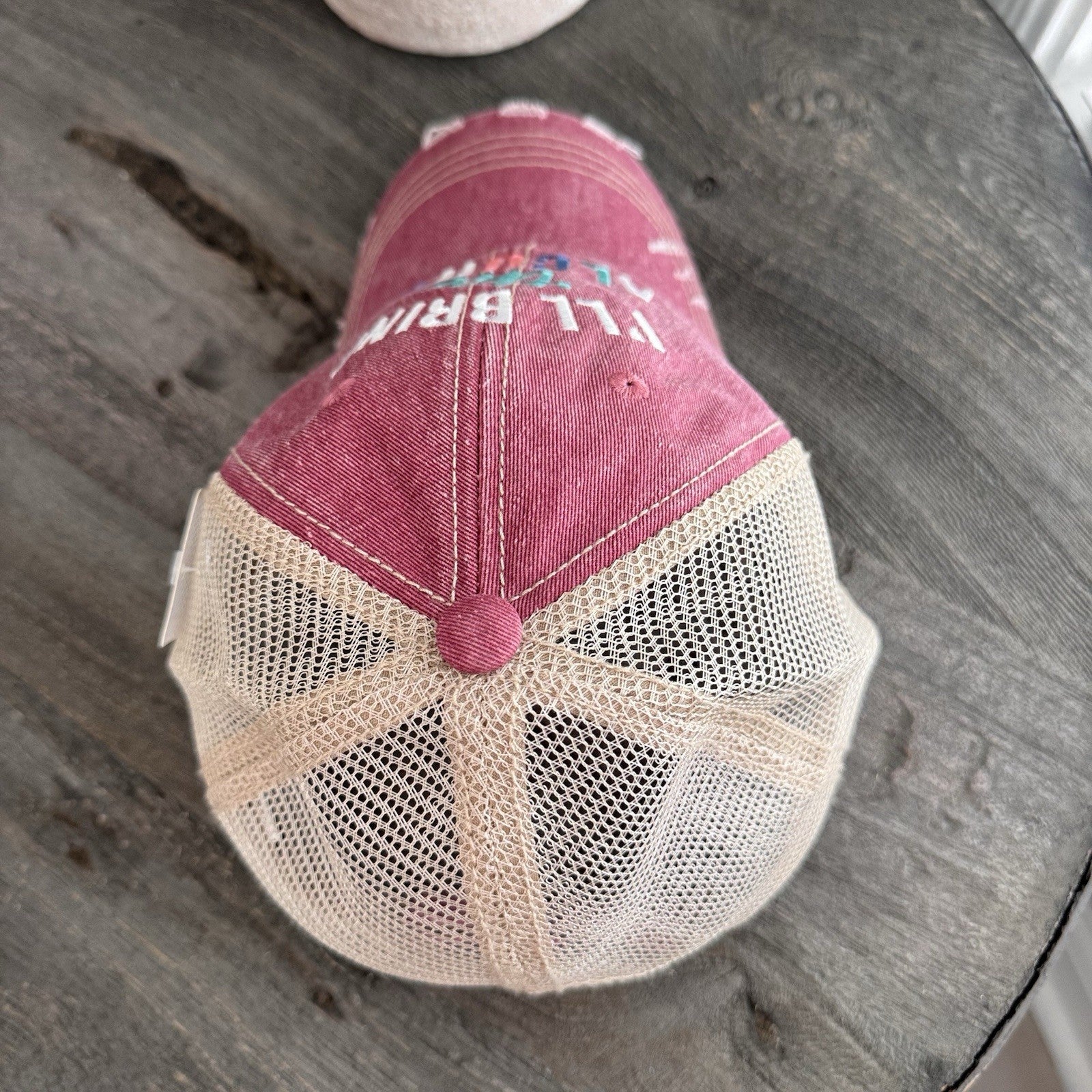 Katydid “I’ll Bring The Alcohol” Distressed Trucker Hat NWT Pink Boutique Cute