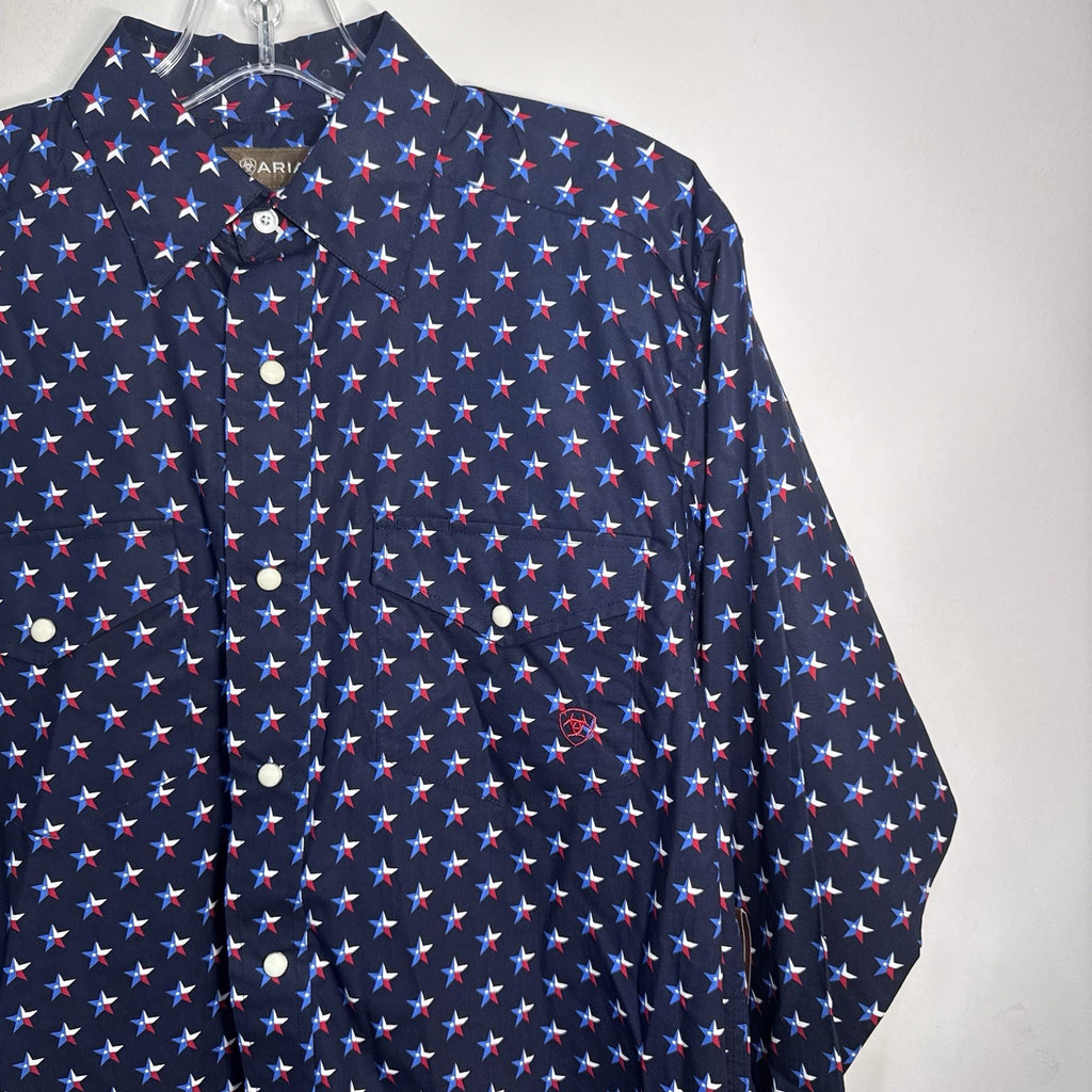 Ariat Men’s S Nosson Western Shirt Texas Star Print Snap Long Sleeve NWT