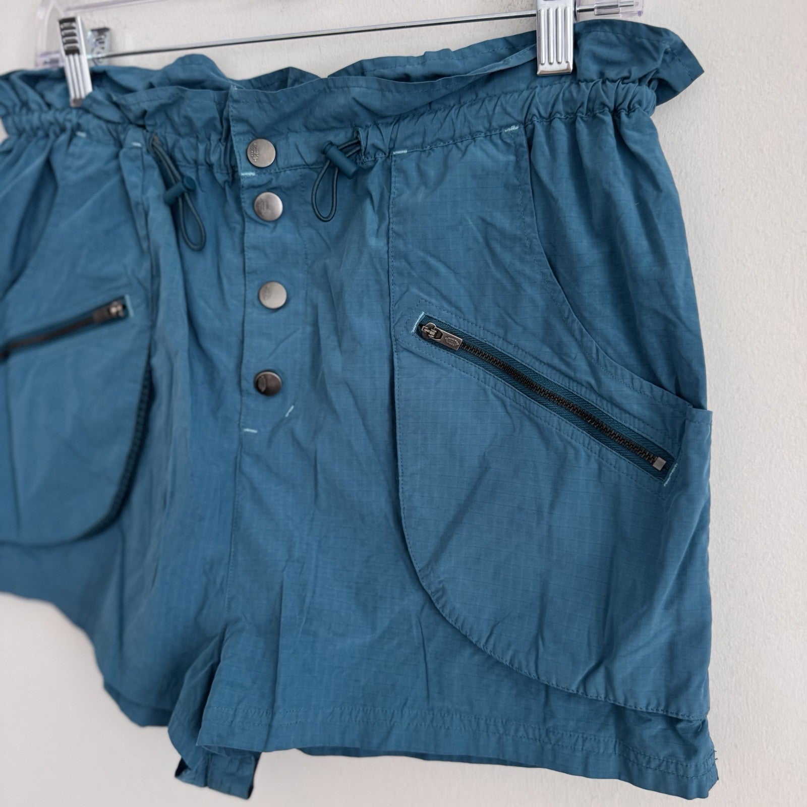 FP Movement The Way Home Cargo Shorts High-Waisted Ripstop Teal Medium