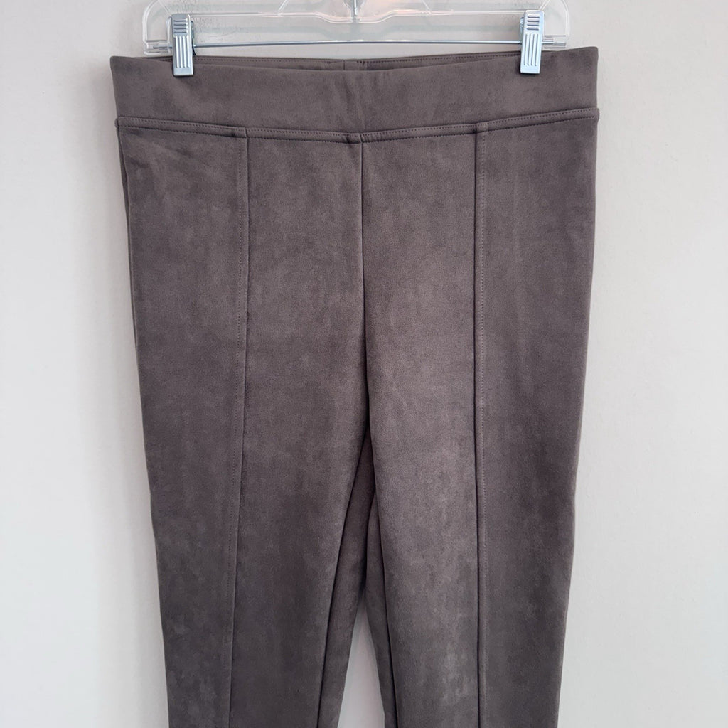 Andrew Marc Faux Suede Leggings Grey High Rise Slim Fit Stretch Pants Women's M