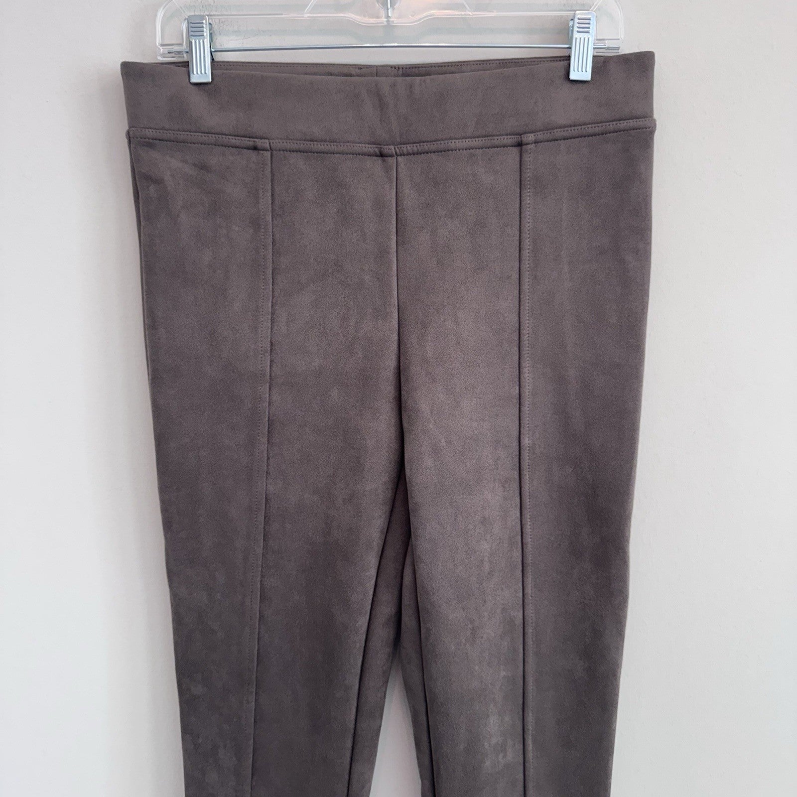Andrew Marc Faux Suede Leggings Grey High Rise Slim Fit Stretch Pants Women's M