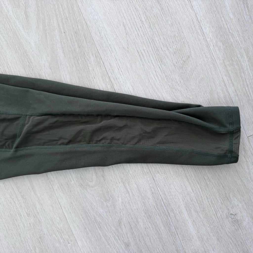 Fabletics Leggings Women Small Dark Green Mesh Panel High Rise Stretch
