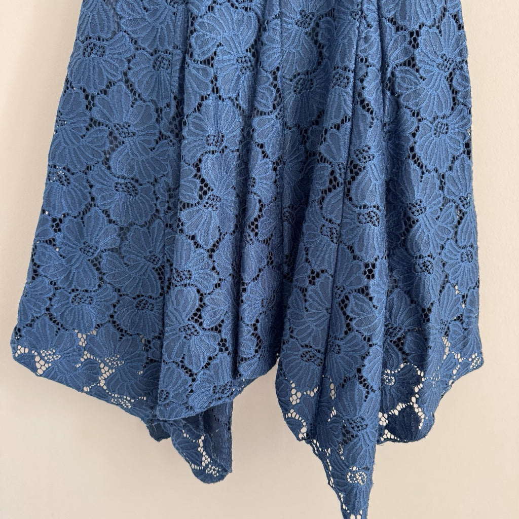 Altar’d State Lace Dress S Blue Handkerchief Hem Sleeveless
