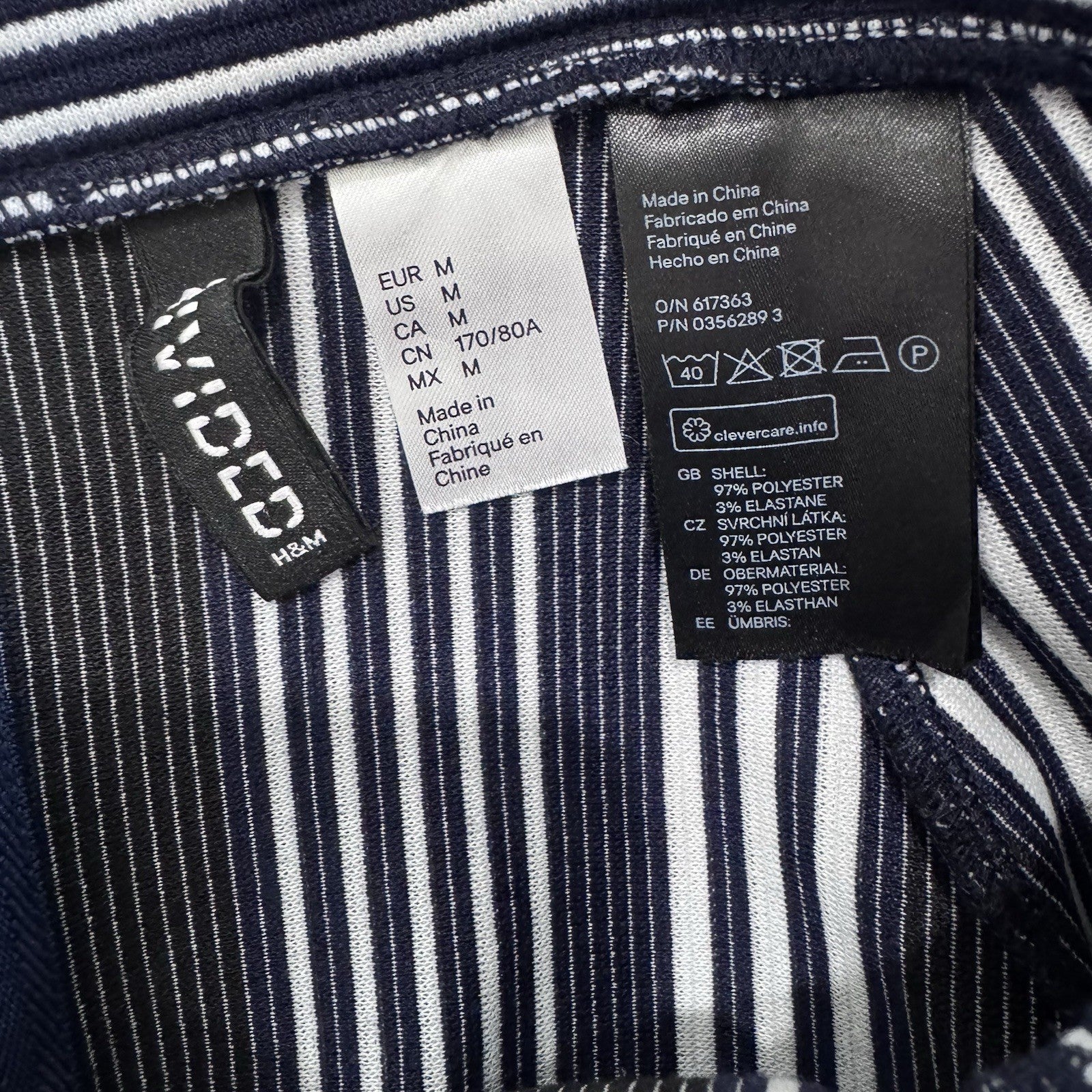 H&M Striped Skater Skirt Women Medium Navy White Fit Flare Preppy